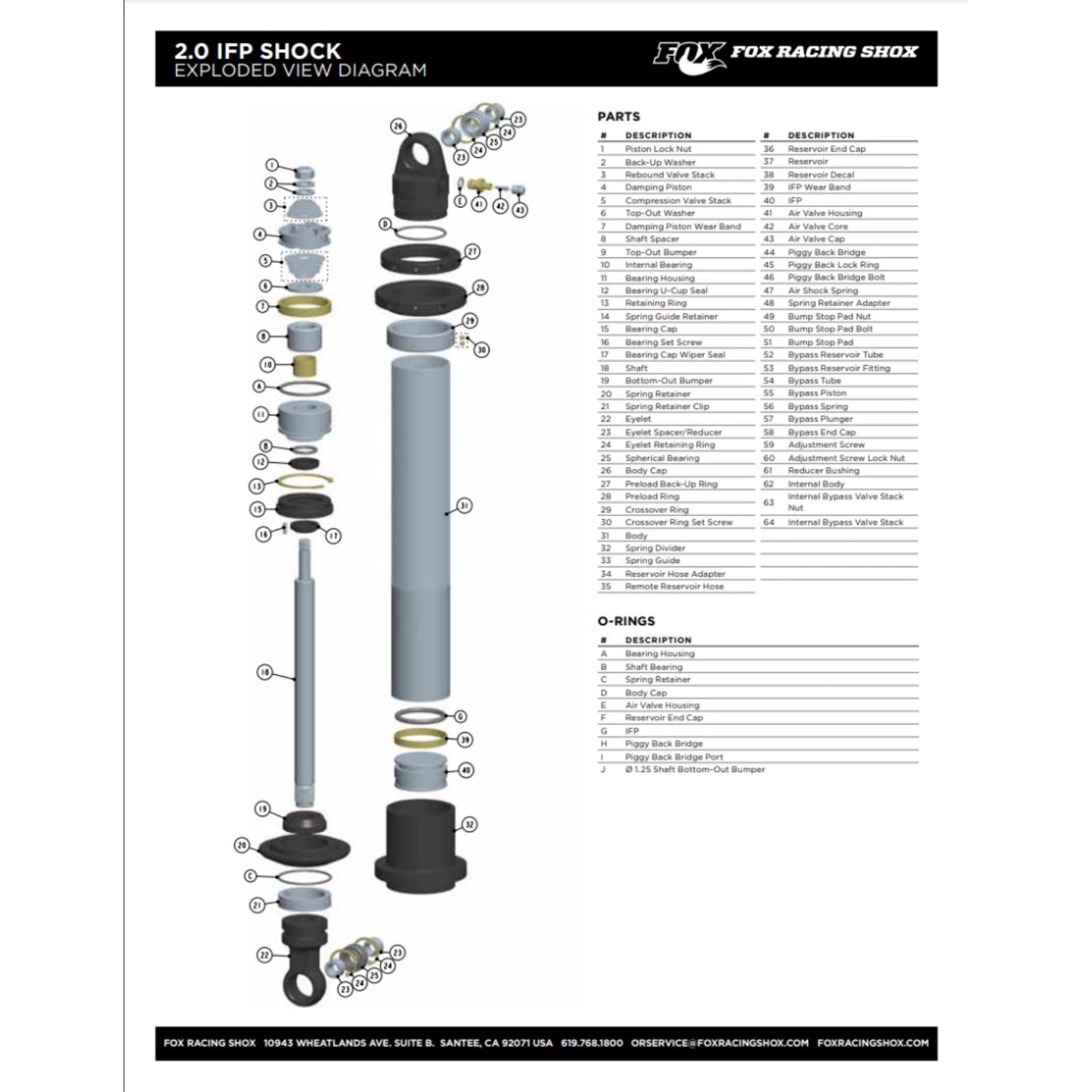 Fox Factory Reducer Com 10 Spherical 1.250 x Dia. 0.500 O-Ring Seal [MPN: 214-39-125-2]_1634419