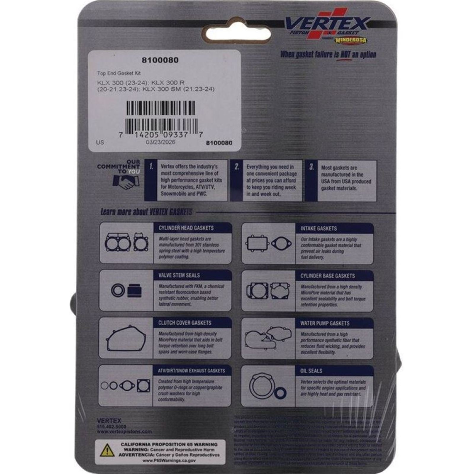 Vertex Top End Gasket Kit [MPN: 8100080]_2351521