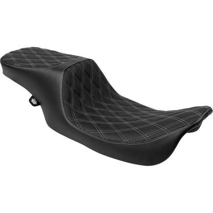Drag Specialties Predator 2-Up Seat - Vinyl - Diamond - Silver Stitching - FL '97-'07 0801-1997_1644889