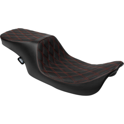 Drag Specialties Predator 2-Up Seat - Vinyl - Diamond - Red Stitching - FL '97-'07 0801-1998_1644891