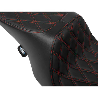 Drag Specialties Predator 2-Up Seat - Vinyl - Diamond - Red Stitching - FL '97-'07 0801-1998_1644892