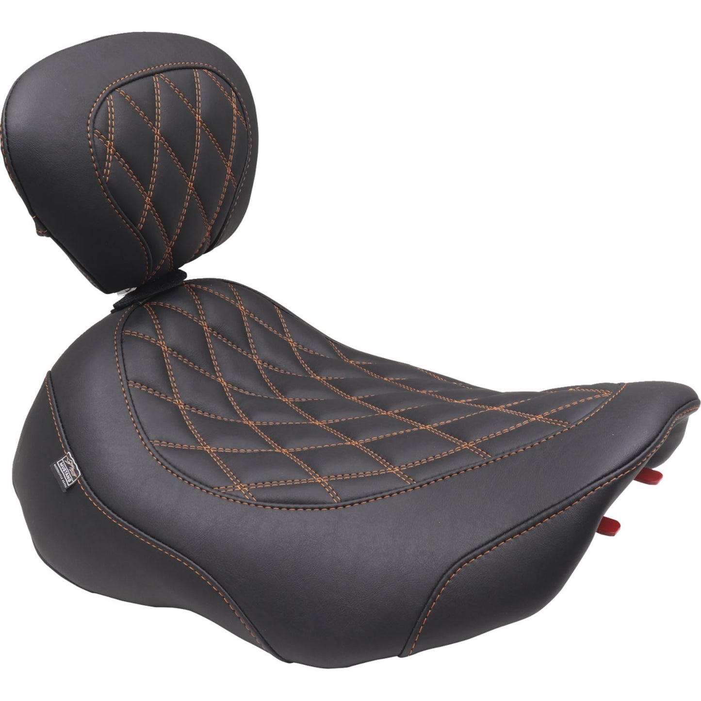 Mustang Motorcycle Products Wide Tripper™ Seat - Solo - Dark Brown/Orange Stitching FLT/FLH '23-'25 89503MO_1644882
