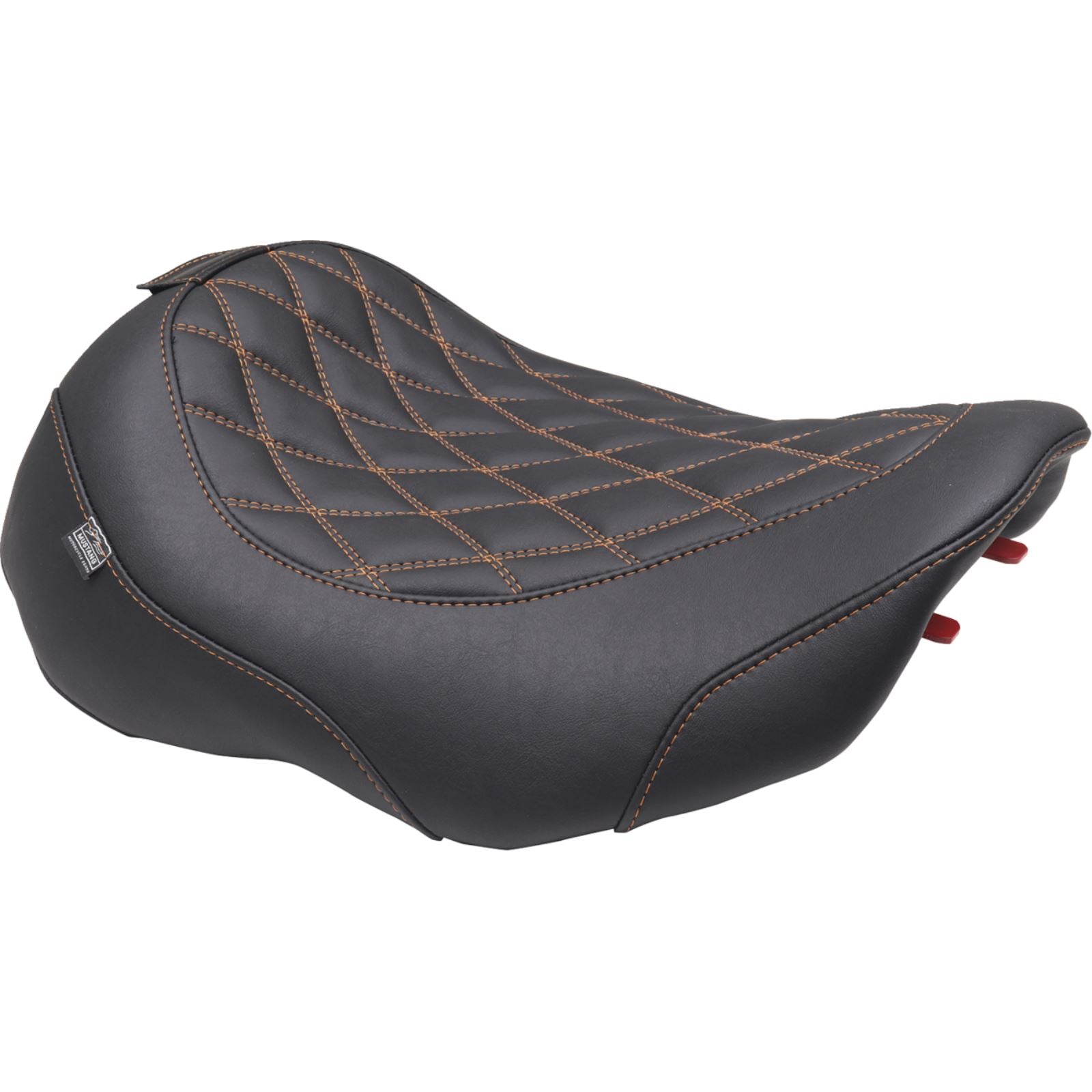 Mustang Motorcycle Products Wide Tripper™ Seat - Solo - Dark Brown/Orange Stitching FLT/FLH '23-'25 89503MO_1644880