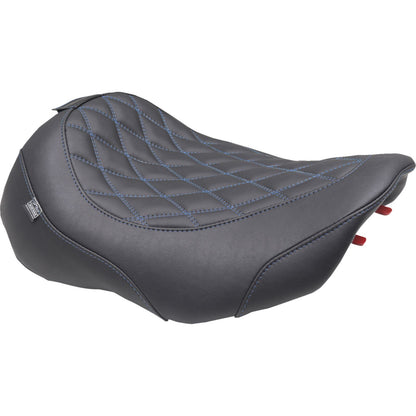 Mustang Motorcycle Products Wide Tripper™ Seat Solo Dark Brown/Sky Blue Stitching - FLT/FLH '23-'25 89503SB_1644860