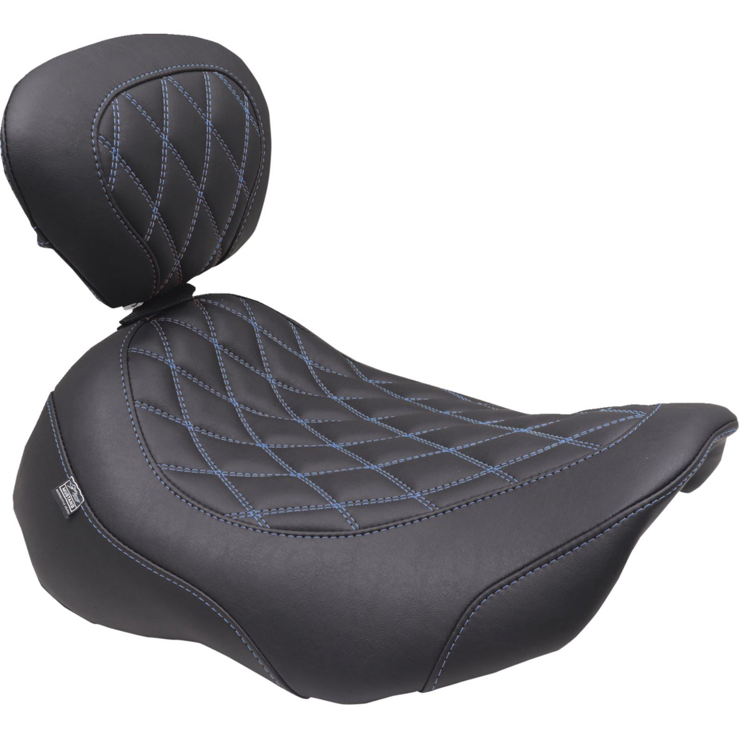 Mustang Motorcycle Products Wide Tripper™ Seat Solo Dark Brown/Sky Blue Stitching - FLT/FLH '23-'25 89503SB_1644861
