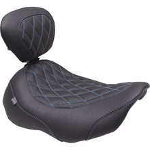 Mustang Motorcycle Products Wide Tripper™ Seat Solo Dark Brown/Sky Blue Stitching - FLT/FLH '23-'25 89503SB_1644861