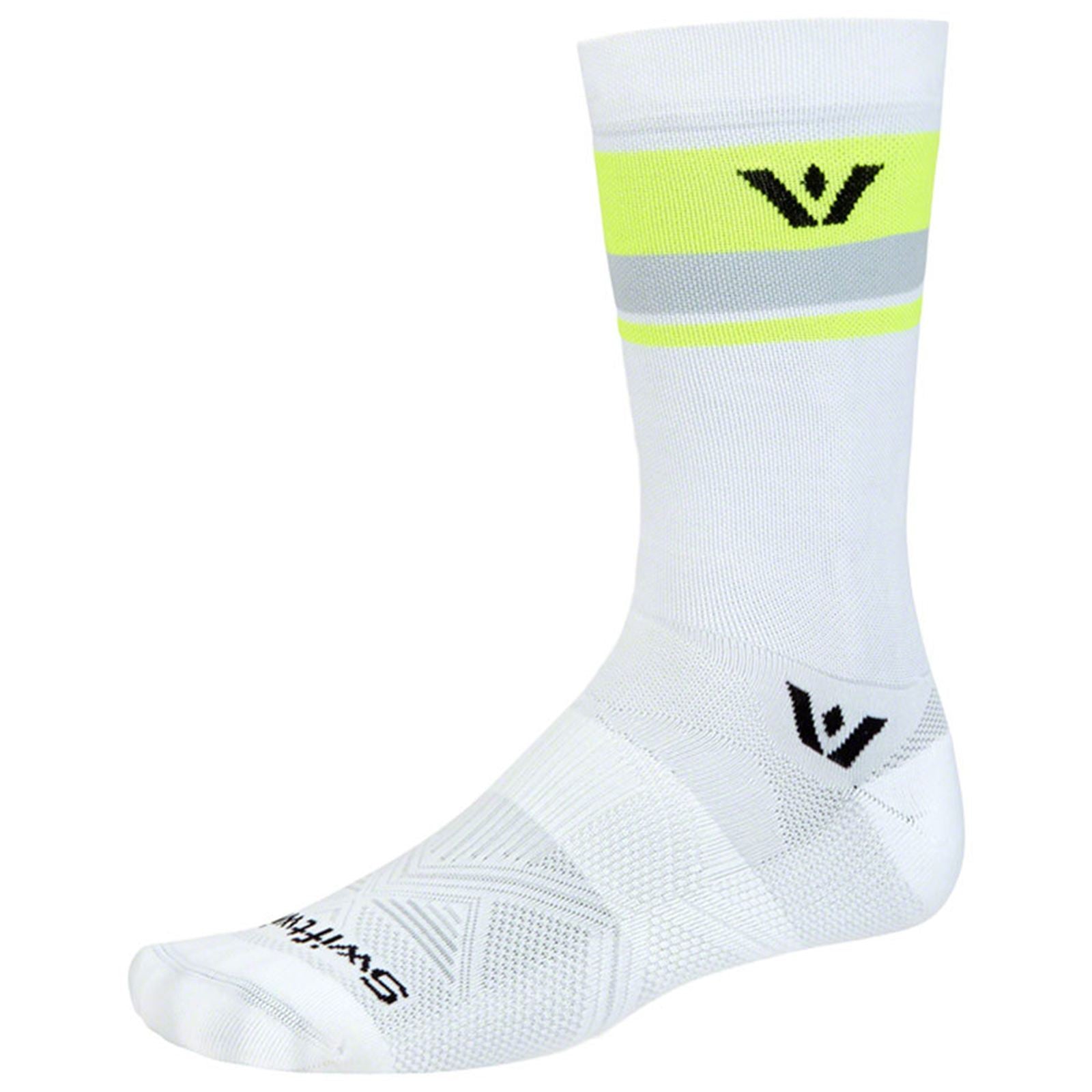 Swiftwick Aspire Crew Socks - White/Hi-Viz, Medium [MPN: 7CM70ZZ-M]_1931552