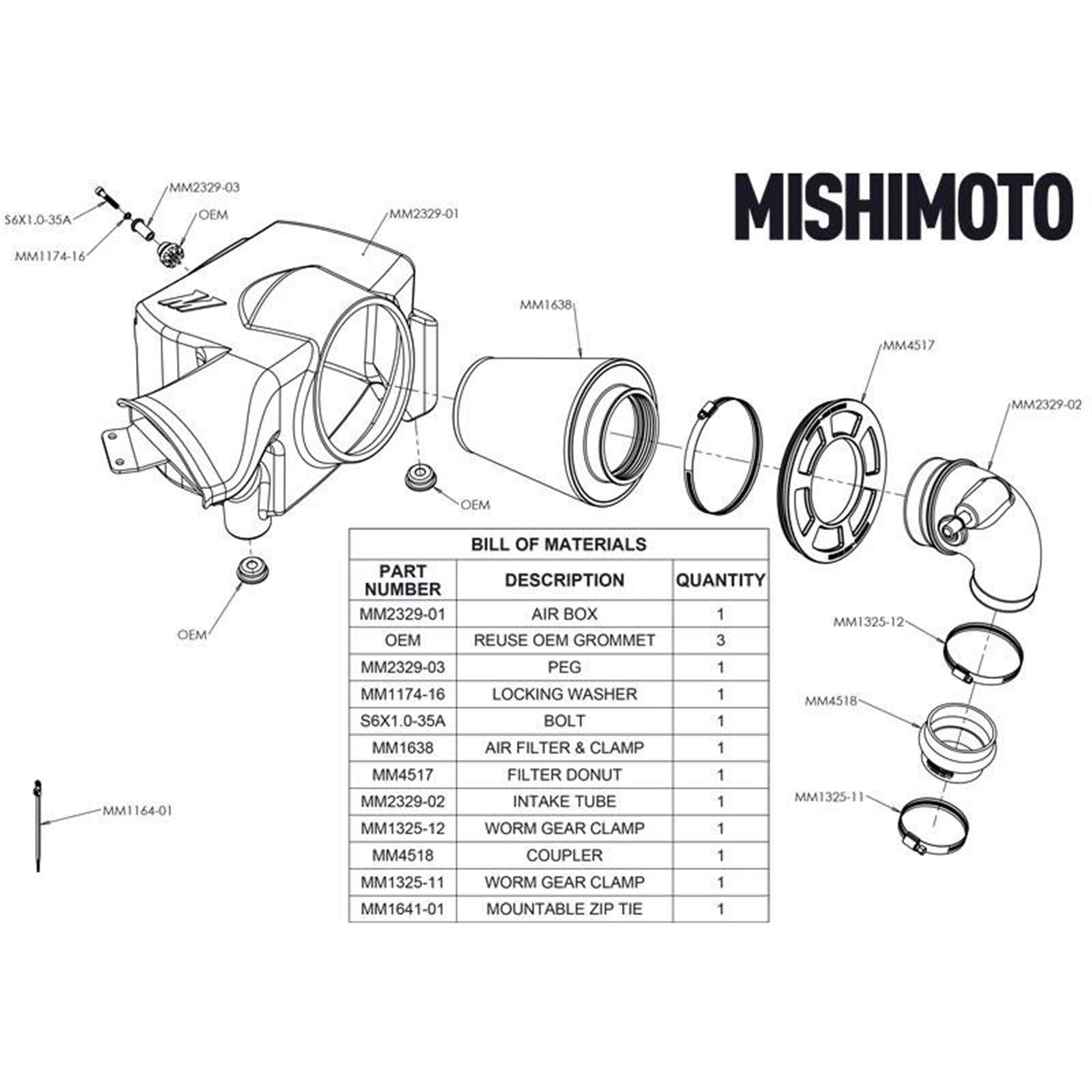 Mishimoto Air Intake with Oiled Filter for 2019+ Ford Ranger 2.3L EcoBoost  [MPN: MMAI-RGR-19]_1679212