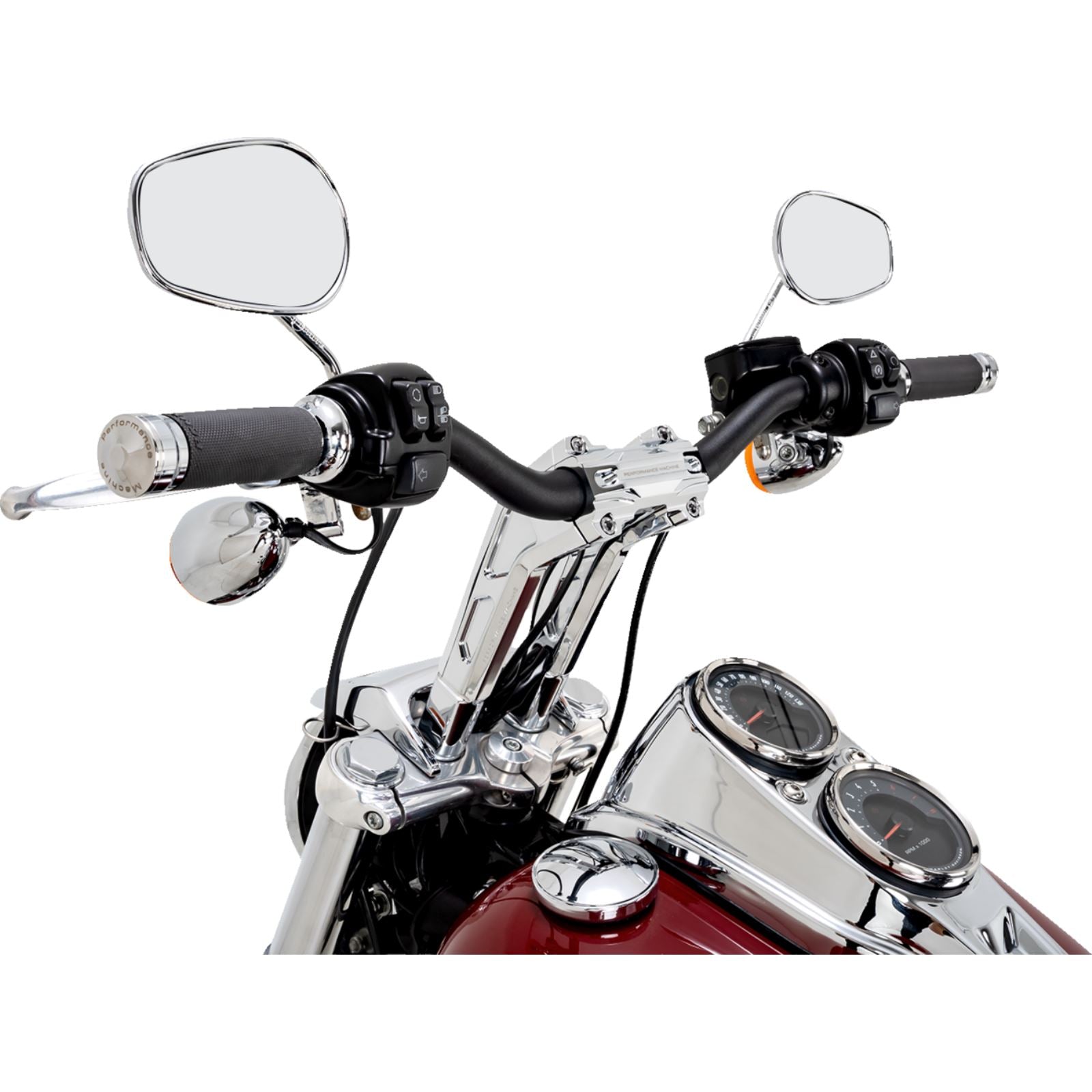 Performance Machine Phatbar H-Bar Assy, 9in Riser, 1-1/4in Bar, Int Wire - Chrome [MPN: 0208-2195M-CH]_1772591