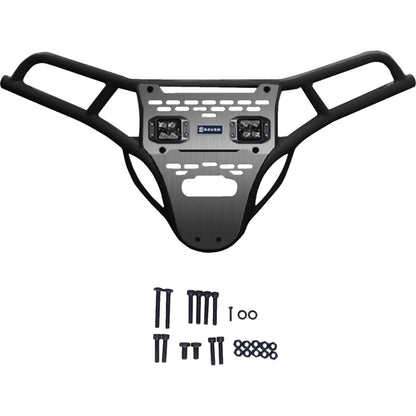 Ravek Front Bumper/Skid Plate with White Lights fits Polaris RZR - Black 64-317BKL_1702090
