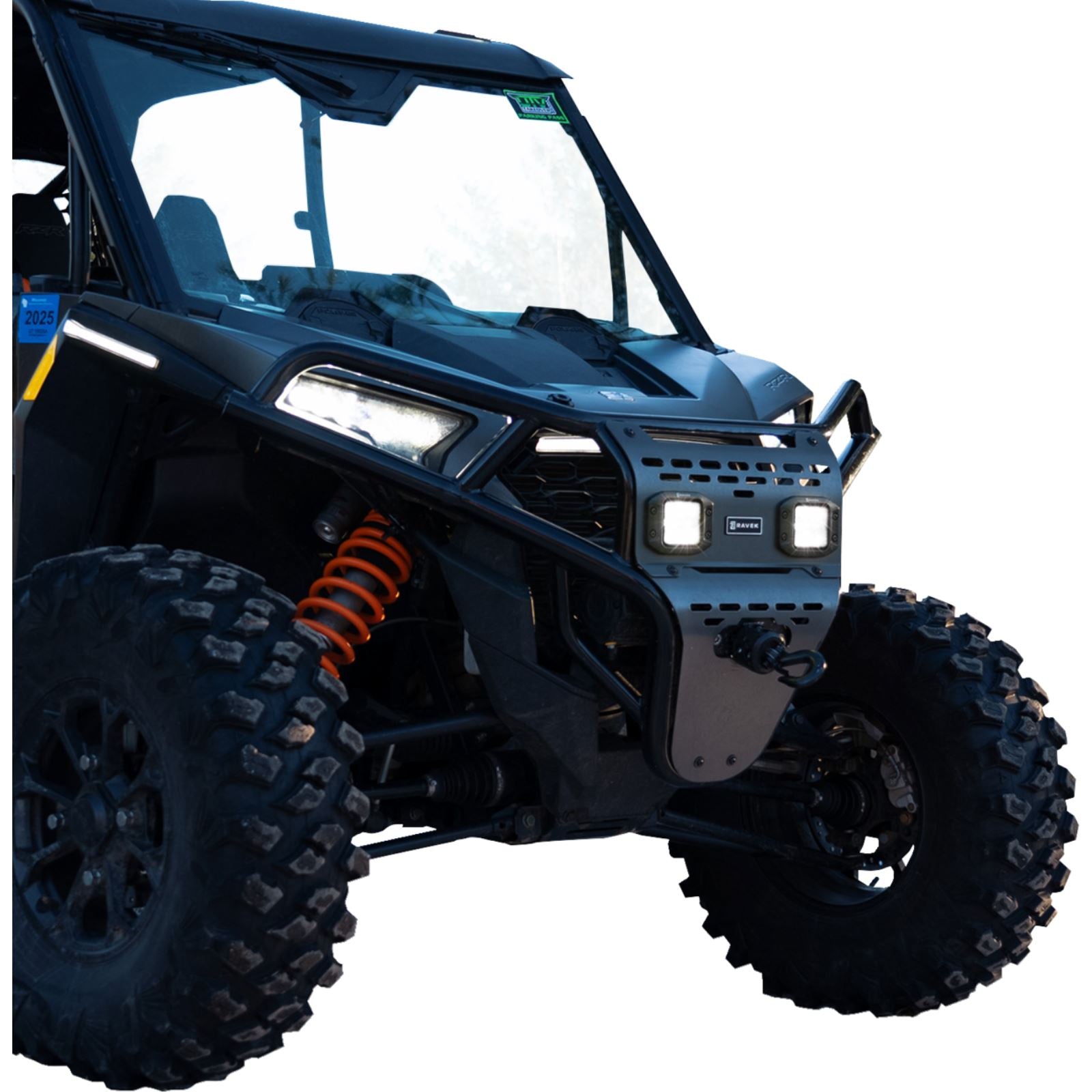 Ravek Front Bumper/Skid Plate with White Lights fits Polaris RZR - Black 64-317BKL_1702092