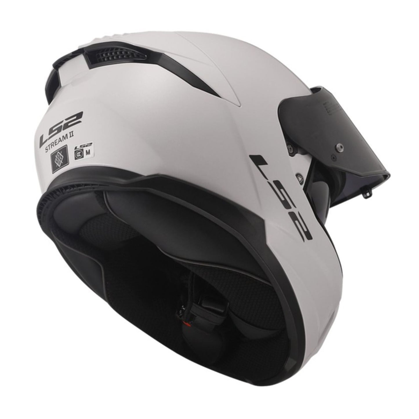 LS2 Stream II Solid Helmet with SunShield - Gloss White_1726623