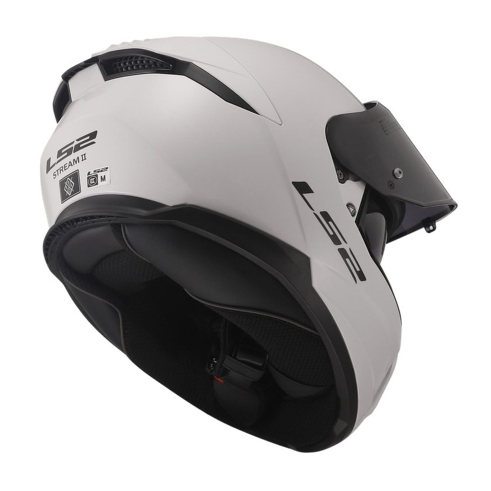 LS2 Stream II Solid Helmet with SunShield - Gloss White_1726623
