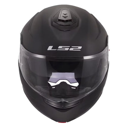 LS2 Strobe II Solid Modular Motorcycle Helmet with SunShield Matte Black_1819096