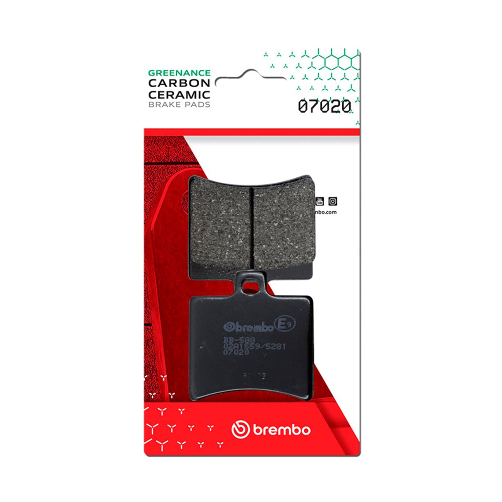 Brembo OE - Powersports Carbon Ceramic Brake Pad - Rear fits Malaguti Madison/Password/Phantom [MPN: 07020]_1728351