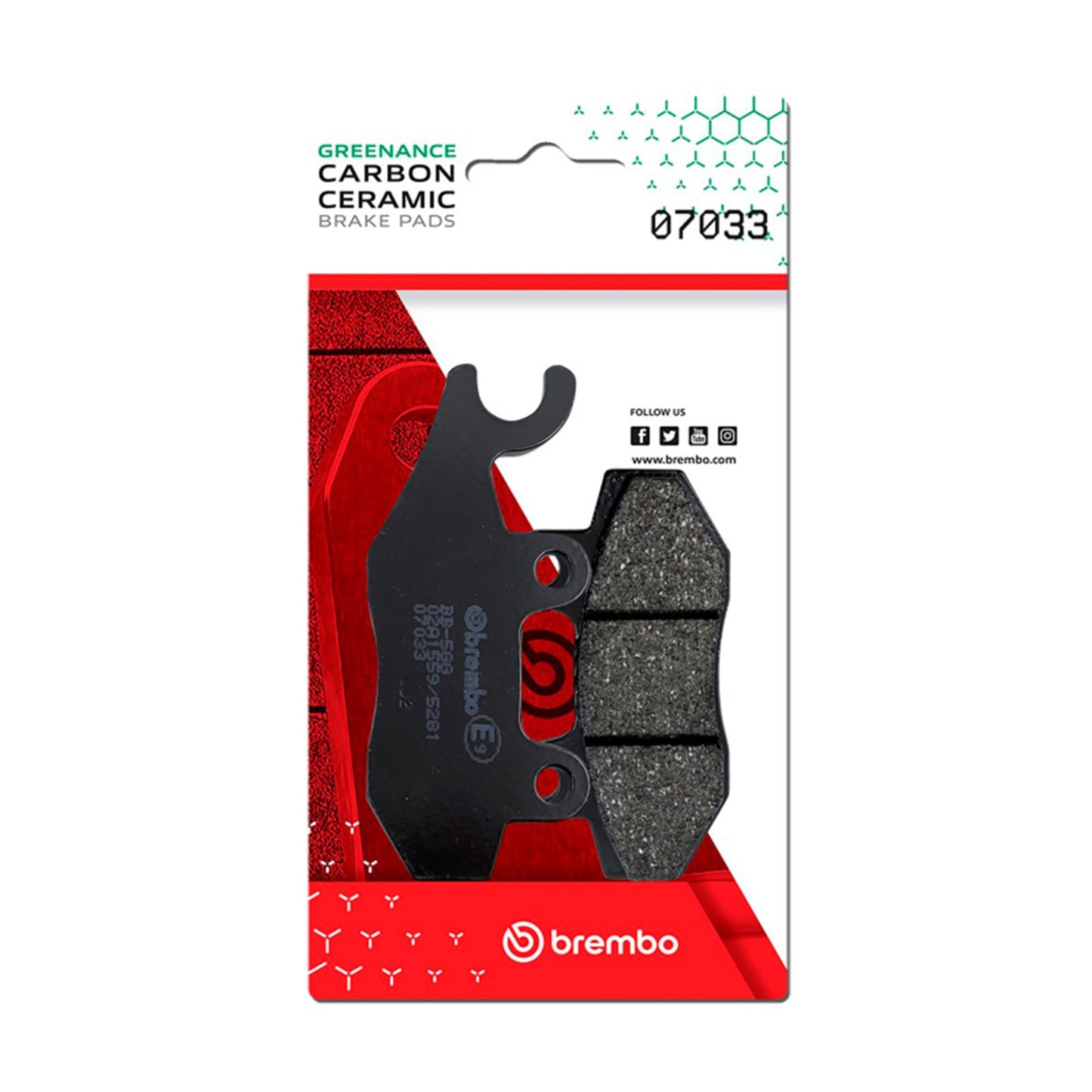 Brembo OE - Powersports Carbon Ceramic Brake Pad - Front fits Kymco Super/Yager/Yup/Zing [MPN: 07033]_1728403