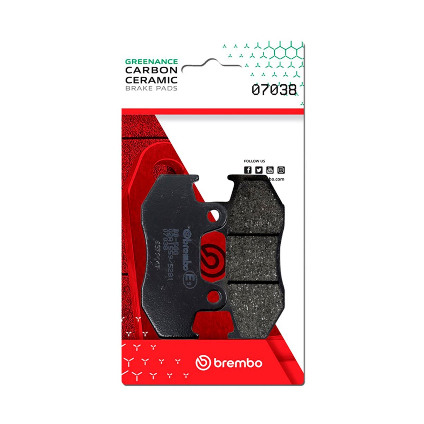 Brembo OE - Powersports Carbon Ceramic Brake Pad - Front fits Honda [MPN: 07038]_1728810