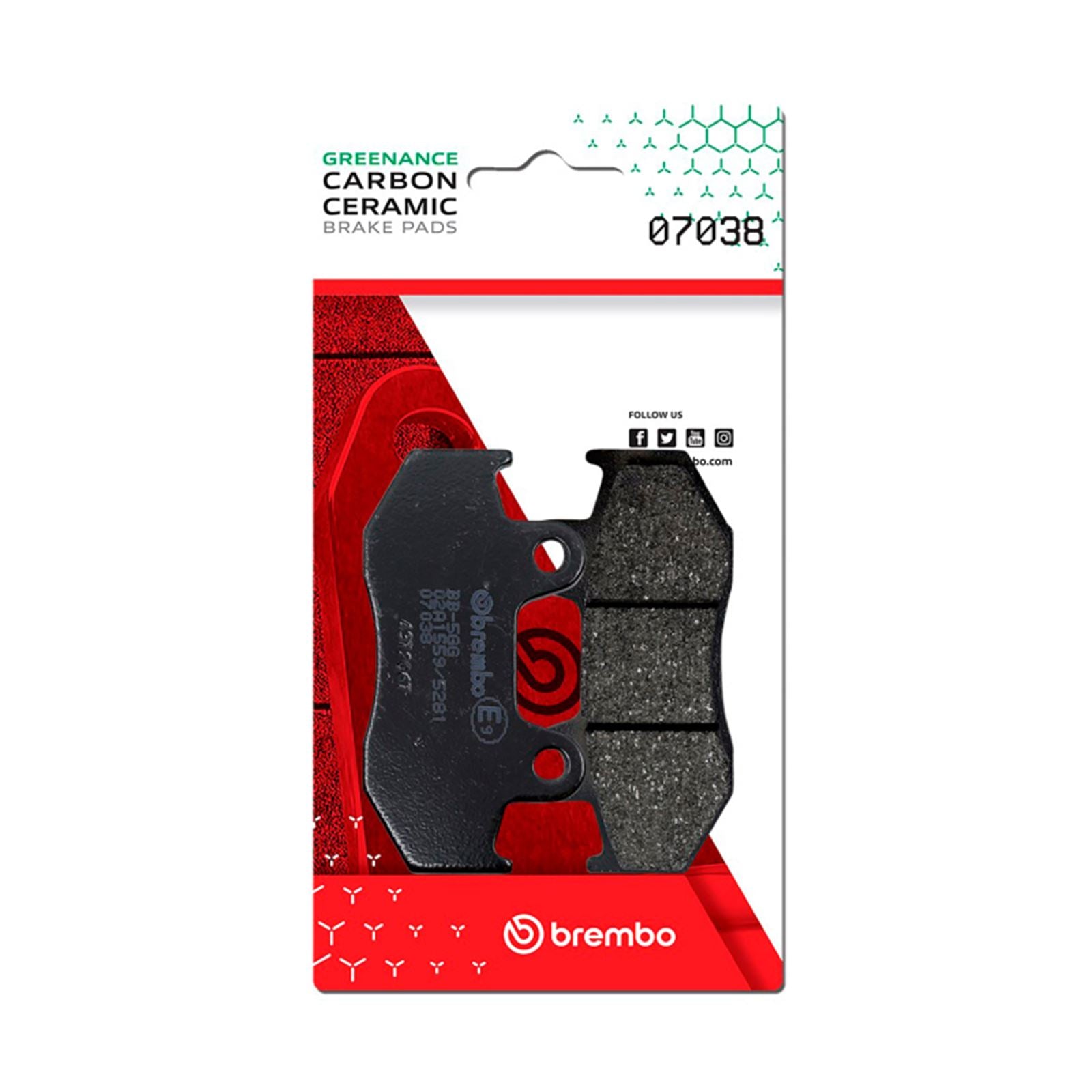 Brembo OE - Powersports Carbon Ceramic Brake Pad - Front fits Honda [MPN: 07038]_1728810