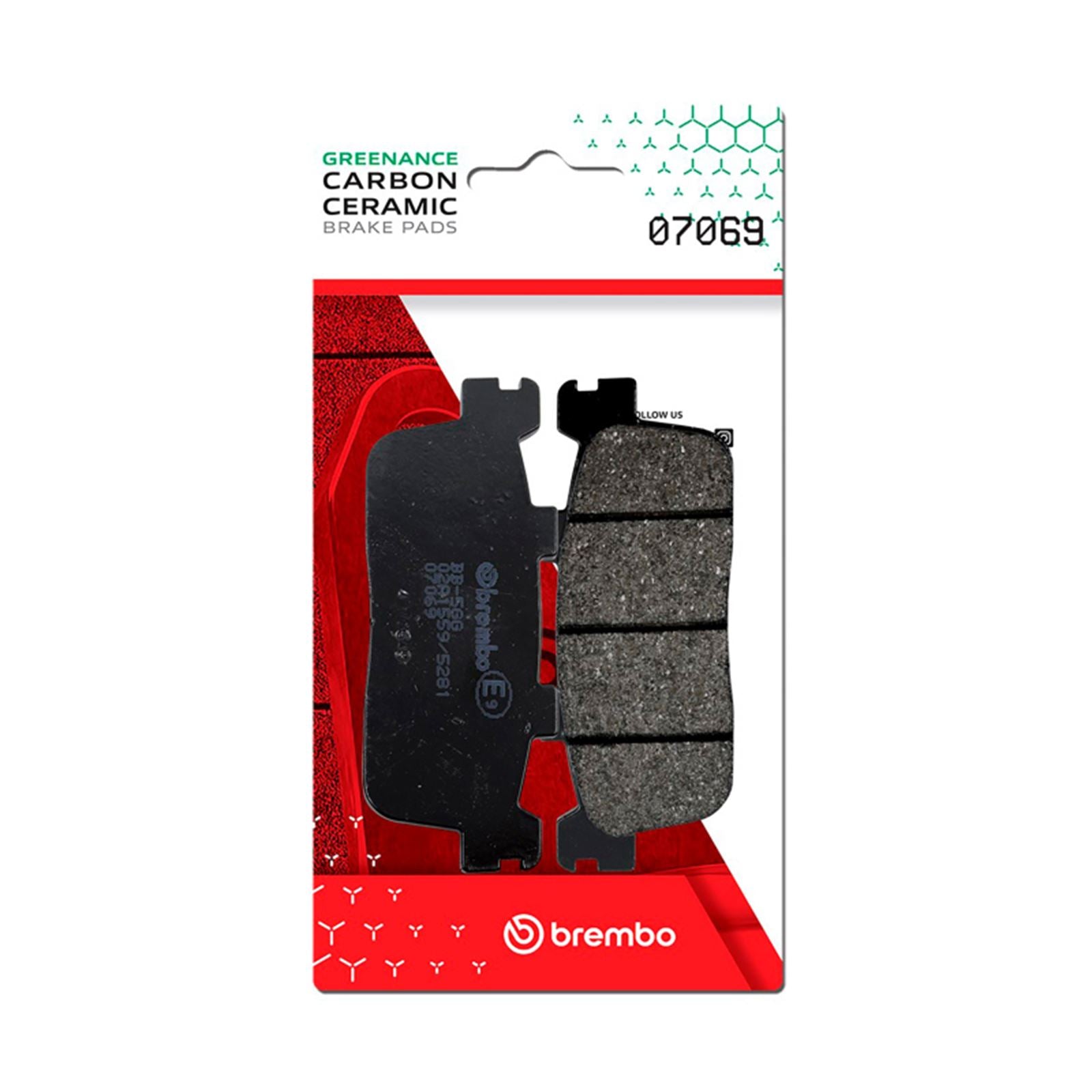 Brembo OE - Powersports Carbon Ceramic Brake Pad Rear fits Kymco People/Kymco Xciting/Peugeot Xp [MPN: 07069]_1728830