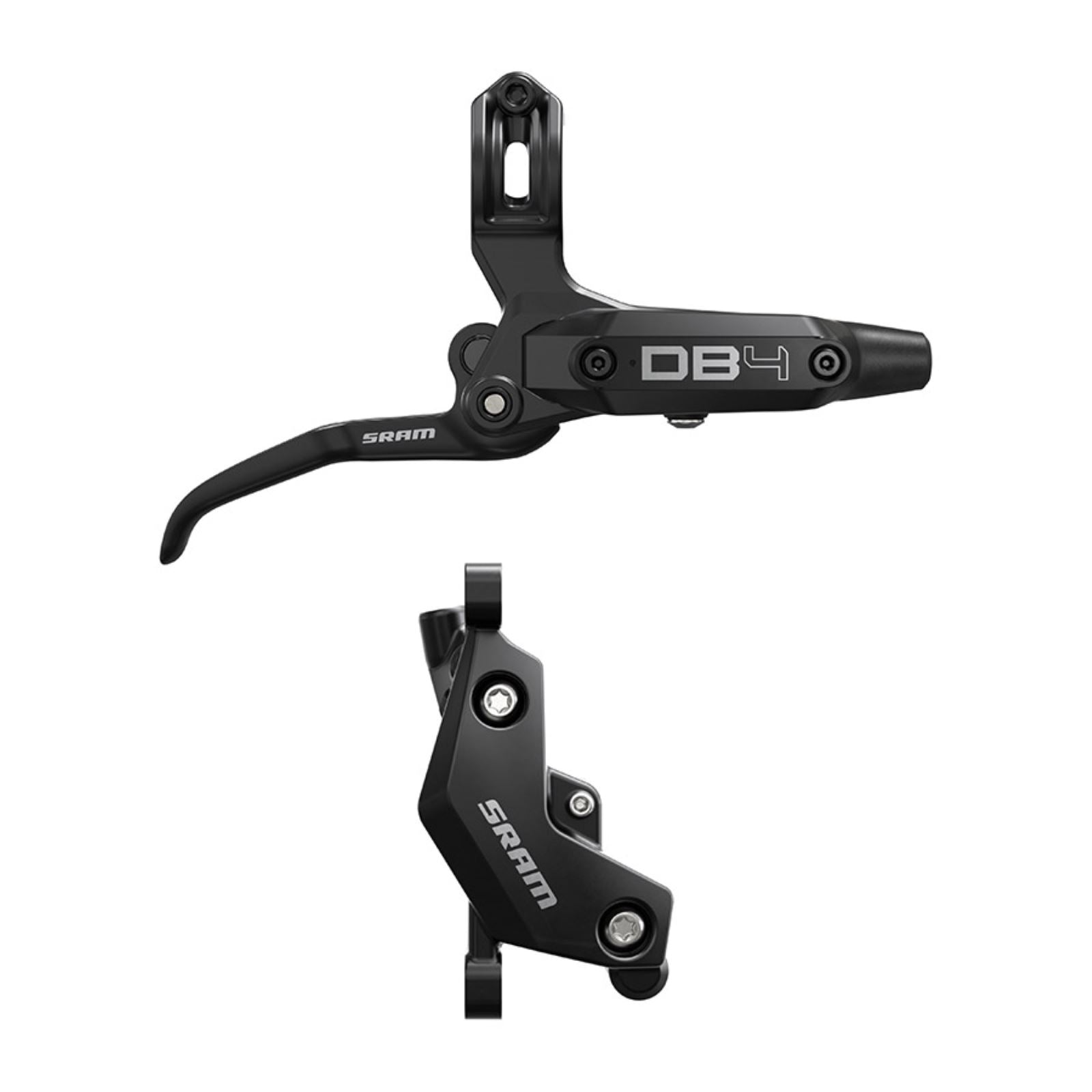 SRAM DB4 Disc Brake and Lever - Right, Front or Rear, 2000mm Hose, Post Mount, 4-Piston, Aluminum Lever, Diffusion Black, A1 [MPN: 00.5018.242.001]_1727053