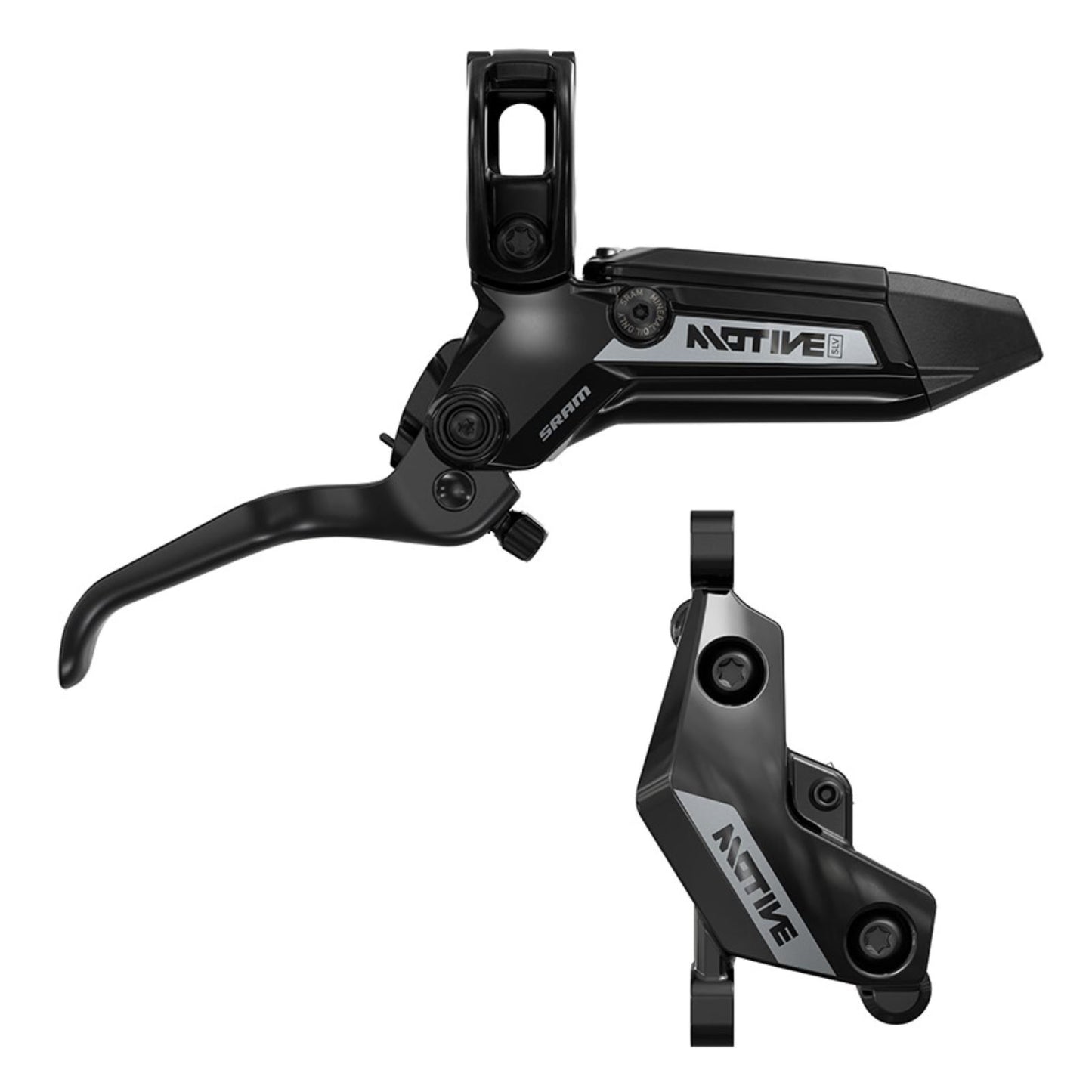 SRAM Motive Silver Disc Brake and Lever - Rear or Front, 2000mm Hose, Post Mount, 4-Piston, Aluminum Lever, Black, A1 [MPN: 00.5018.245.001]_1727112