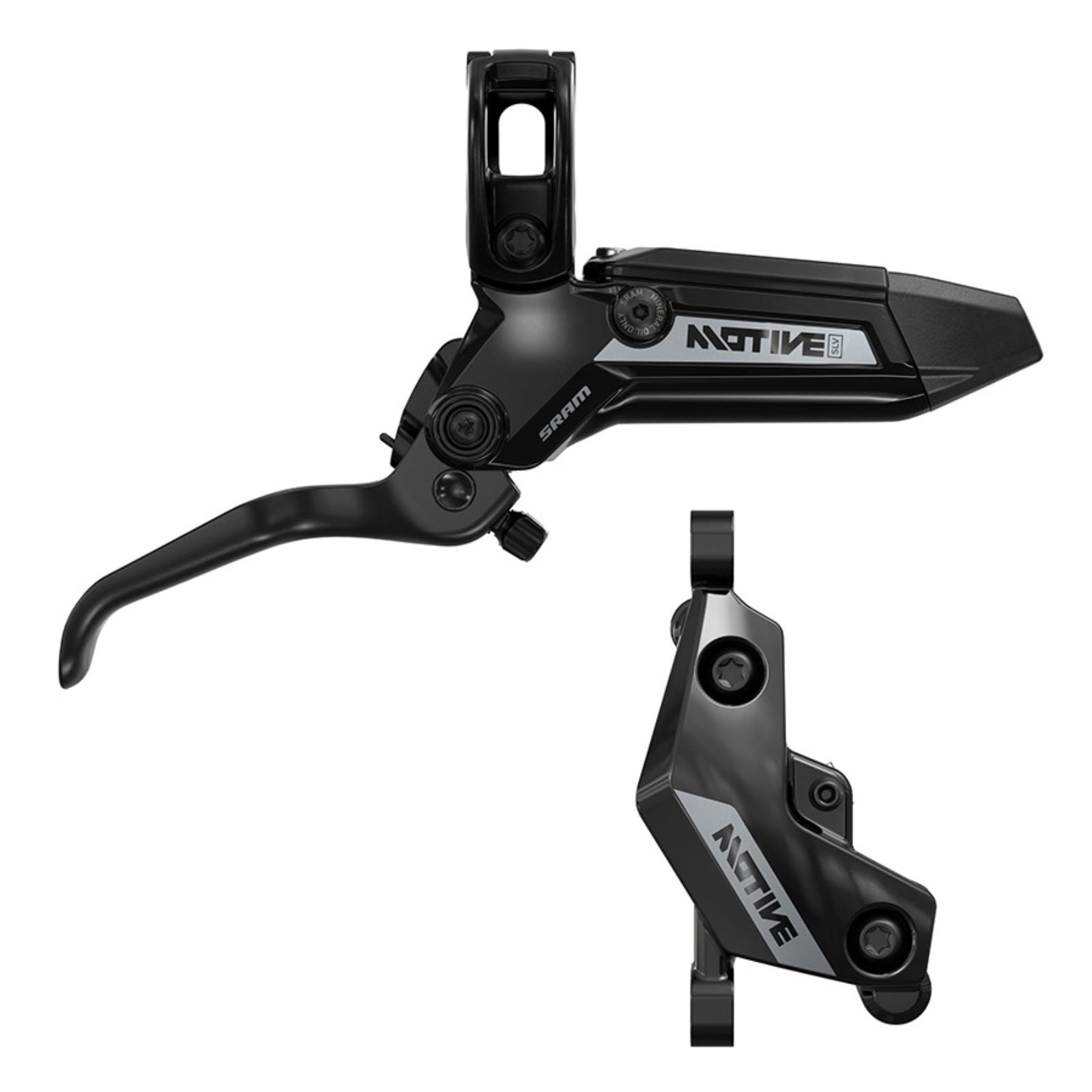 SRAM Motive Silver Disc Brake and Lever - Rear or Front, 2000mm Hose, Post Mount, 4-Piston, Aluminum Lever, Black, A1 [MPN: 00.5018.245.001]_1727112