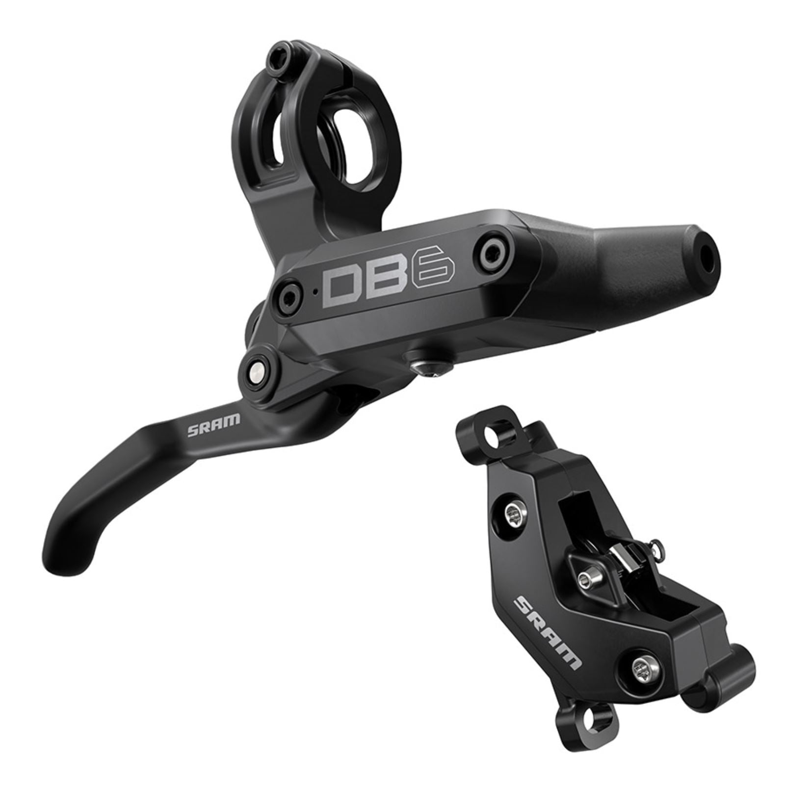 SRAM DB6 Disc Brake and Lever - Left, Front or Rear, 2000mm Hose, Post Mount, 4-Piston, Aluminum Lever, Diffusion Black, A1 [MPN: 00.5018.243.000]_1727118