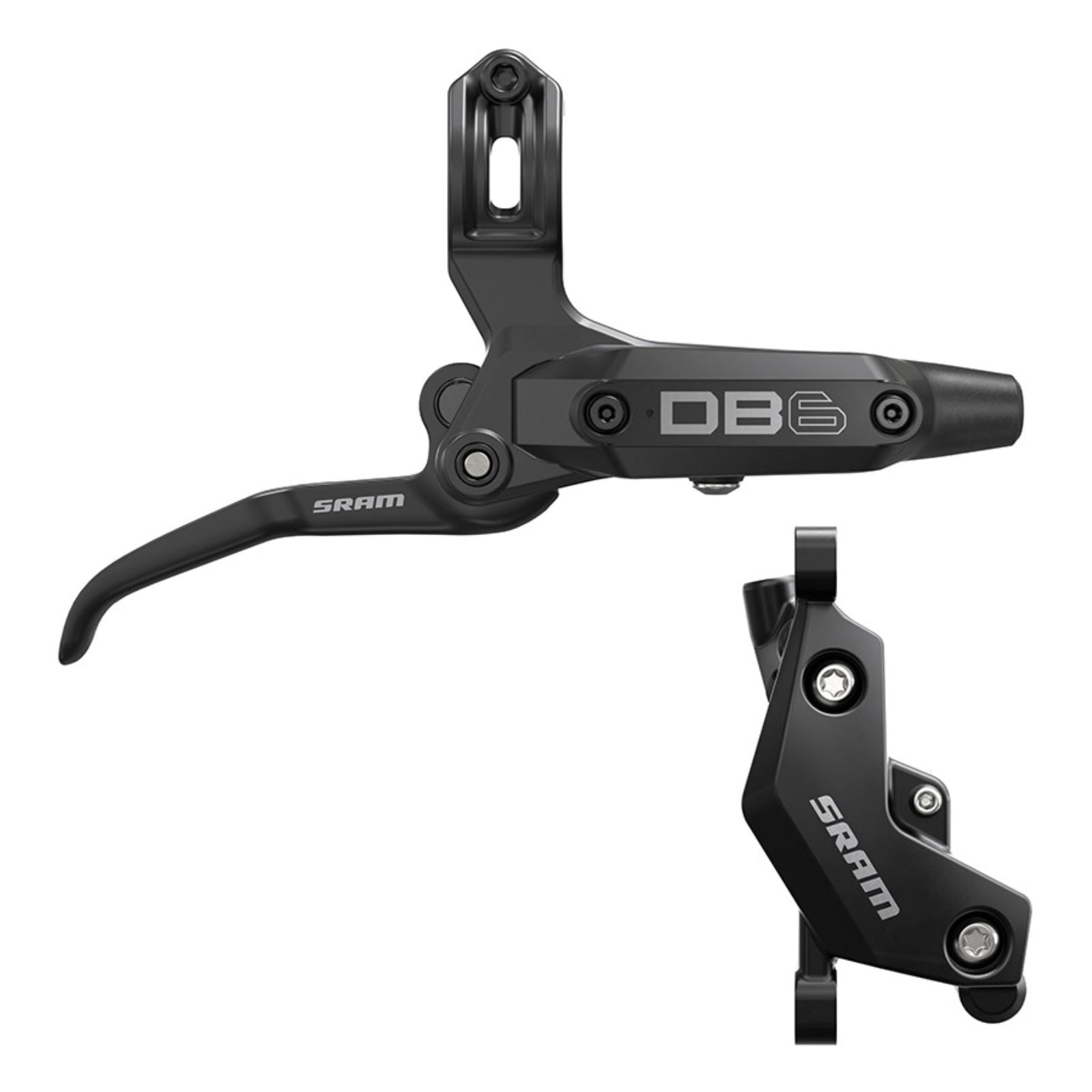 SRAM DB6 Disc Brake and Lever - Left, Front or Rear, 2000mm Hose, Post Mount, 4-Piston, Aluminum Lever, Diffusion Black, A1 [MPN: 00.5018.243.000]_1727119
