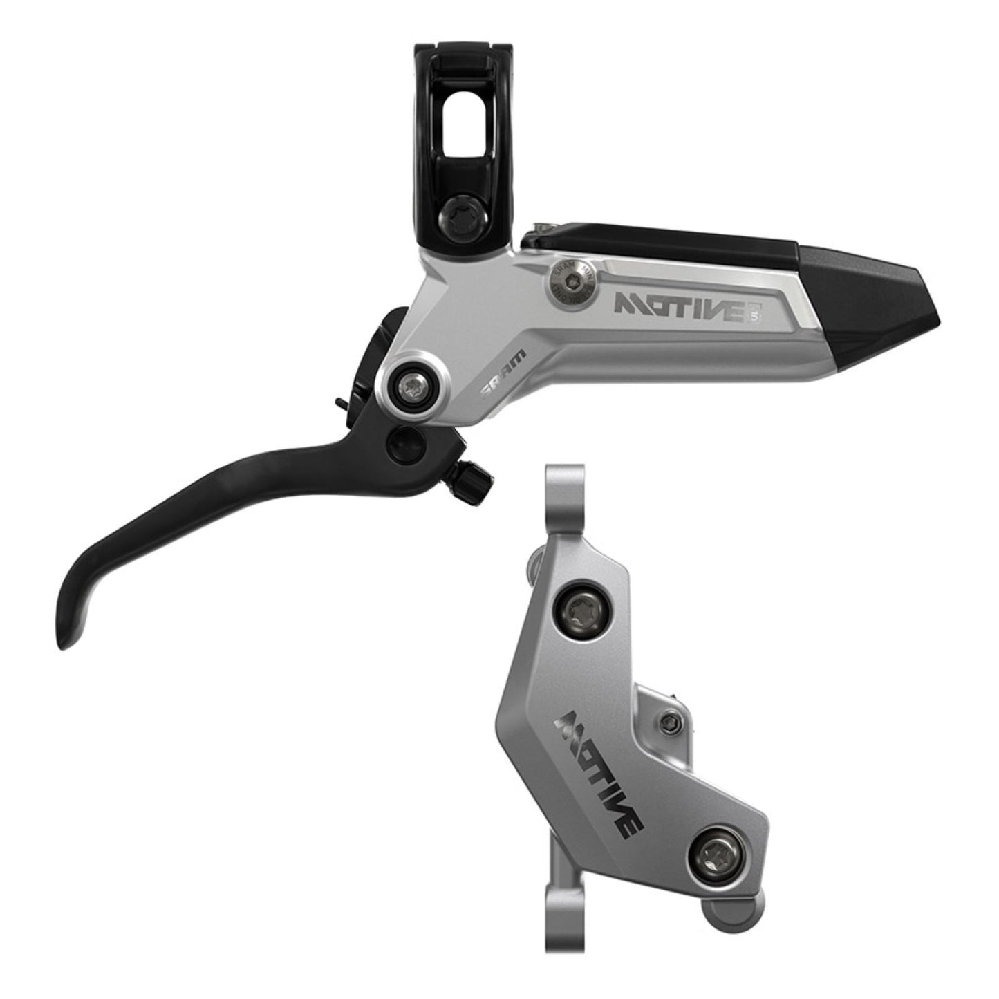 SRAM Motive Ultimate Disc Brake and Lever - Front, 950mm Hose, Post Mount, 4-Piston, Aluminum Lever Body, Carbon Blade, Black/Silver, A1 [MPN: 00.5018.246.000]_1727124