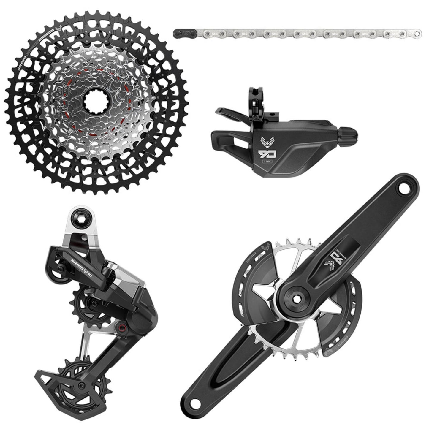 SRAM Eagle 90 T-Type Groupset - 165mm Wide Crank, 32t Chainring, Trigger Shifter, 10-52t 12-Speed Cassette, Rear Derailleur, Chain [MPN: 00.7918.335.000]_1727172