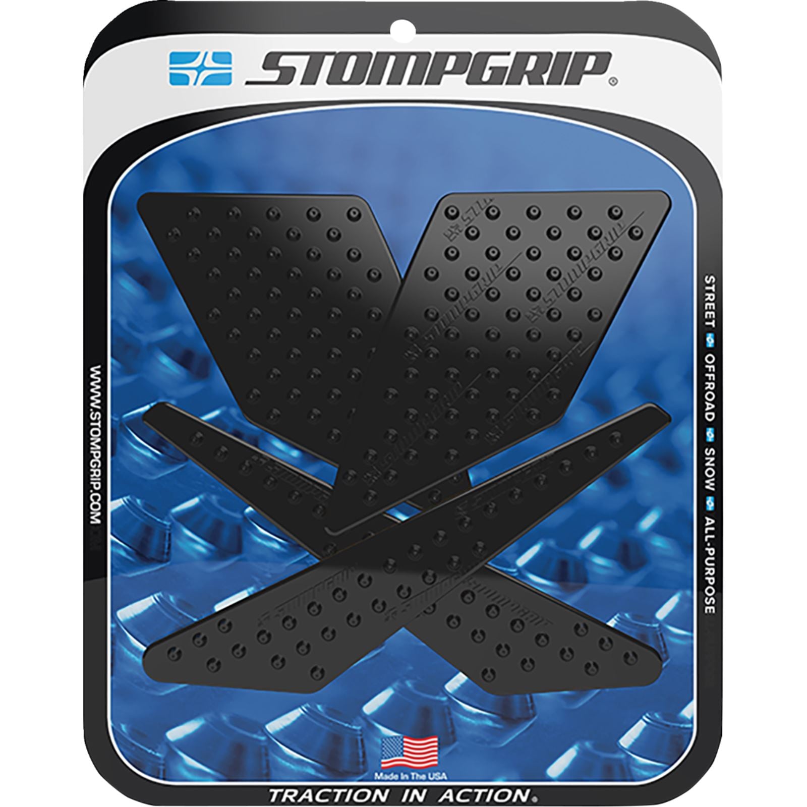 Stompgrip Traction Pad Tank Grips - Volcano - Black for KLR 300/SM [MPN: 55-10-0089-1B]_1731382