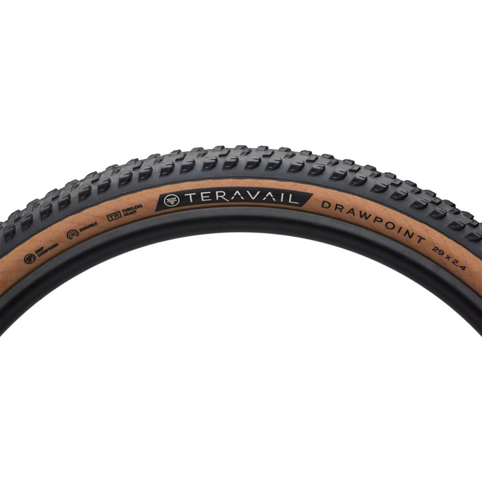 Teravail Drawpoint Tire - 29x2.4, Tubeless, Folding, Tan, Durable, Grip Compound [MPN: 19-000547]_1932670