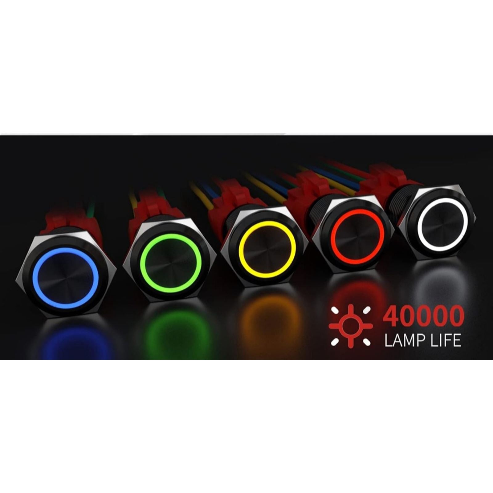 Birdie Pro Black Angel Ring LED Latching/Momentary Switch 12v_1732107
