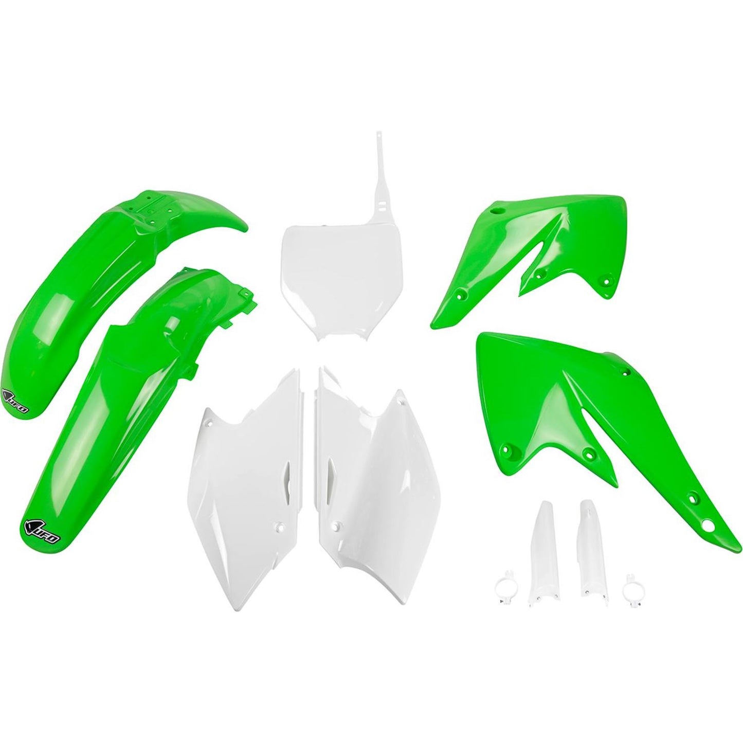 UFO Plastics Body Kit - Green/White for Kawasaki KX 250 F [MPN: KAKIT203F@999]_1743131