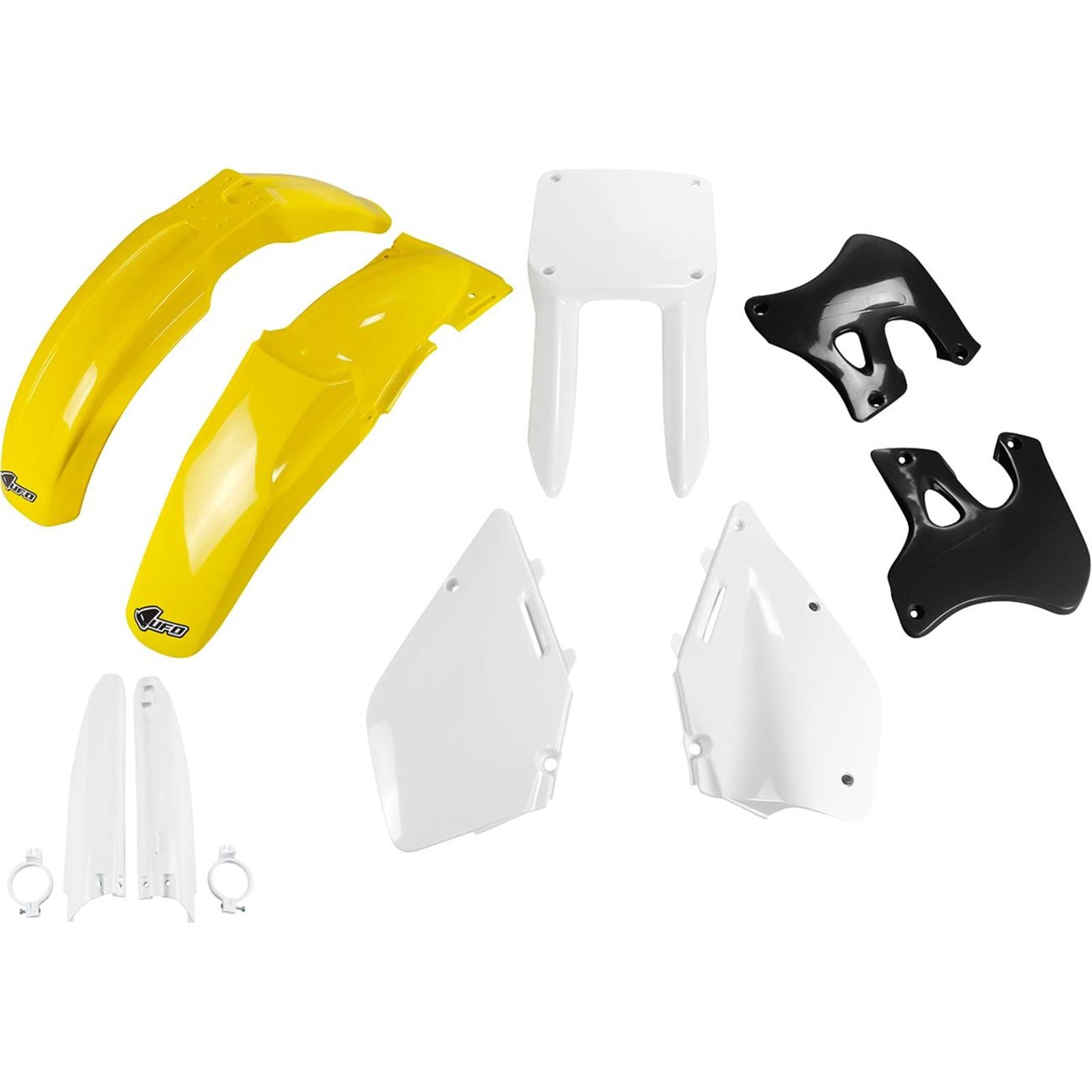 UFO Plastics Body Kit - Yellow/White/Black for Suzuki RM 125/250 [MPN: SUKIT393F@999]_1743121