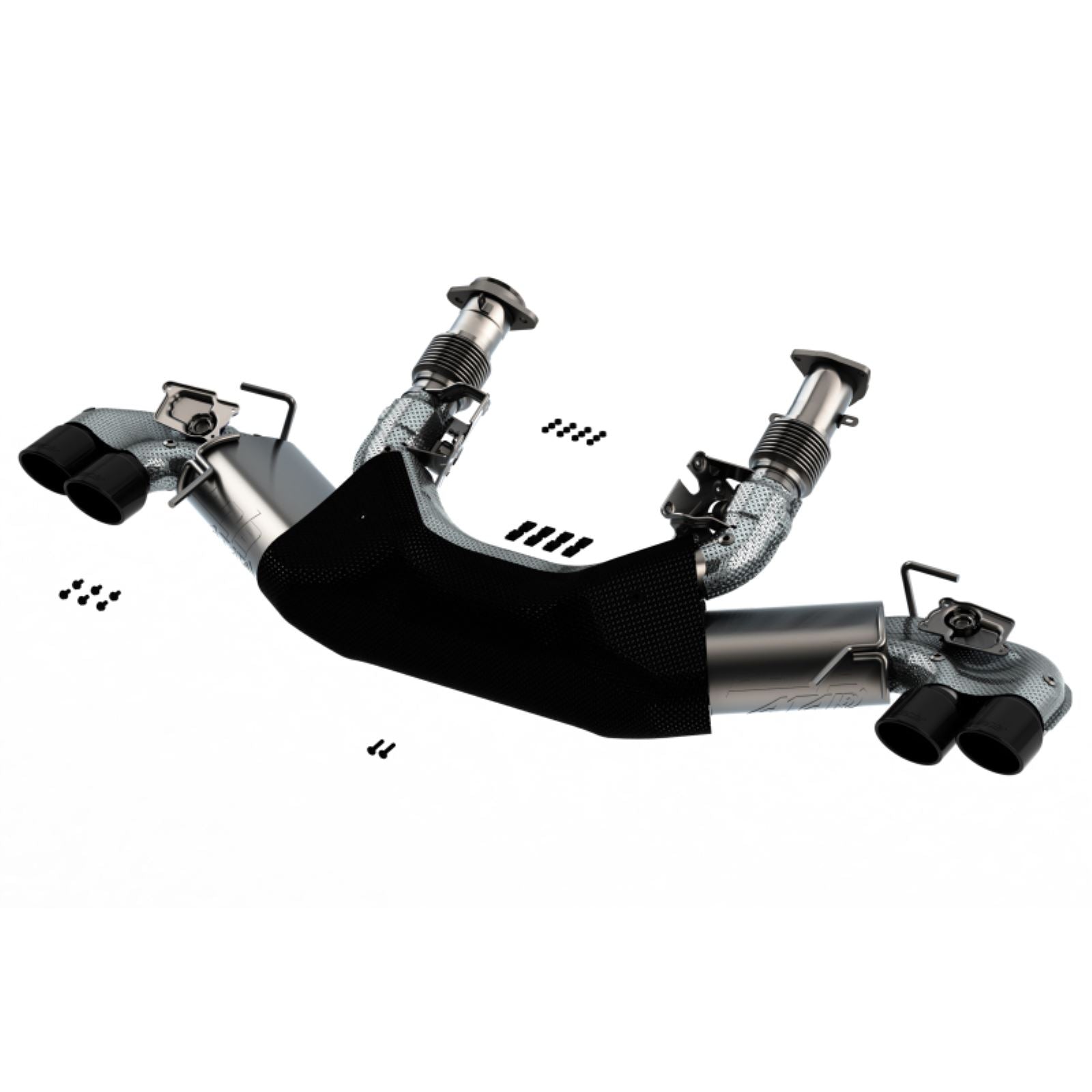Borla Exhaust System Dual Round Rolled A/C Black Chrome Tips for 2020 Chevrolet Corvette C8 6.2 ATAK 3in [MPN: 140839BC]_1738045