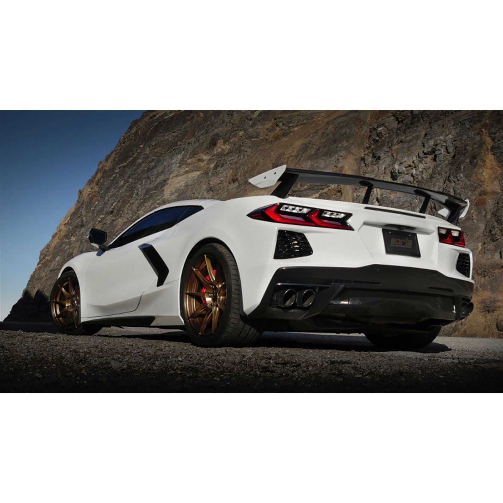 Borla Exhaust System Dual Round Rolled A/C Black Chrome Tips for 2020 Chevrolet Corvette C8 6.2 ATAK 3in [MPN: 140839BC]_1744156