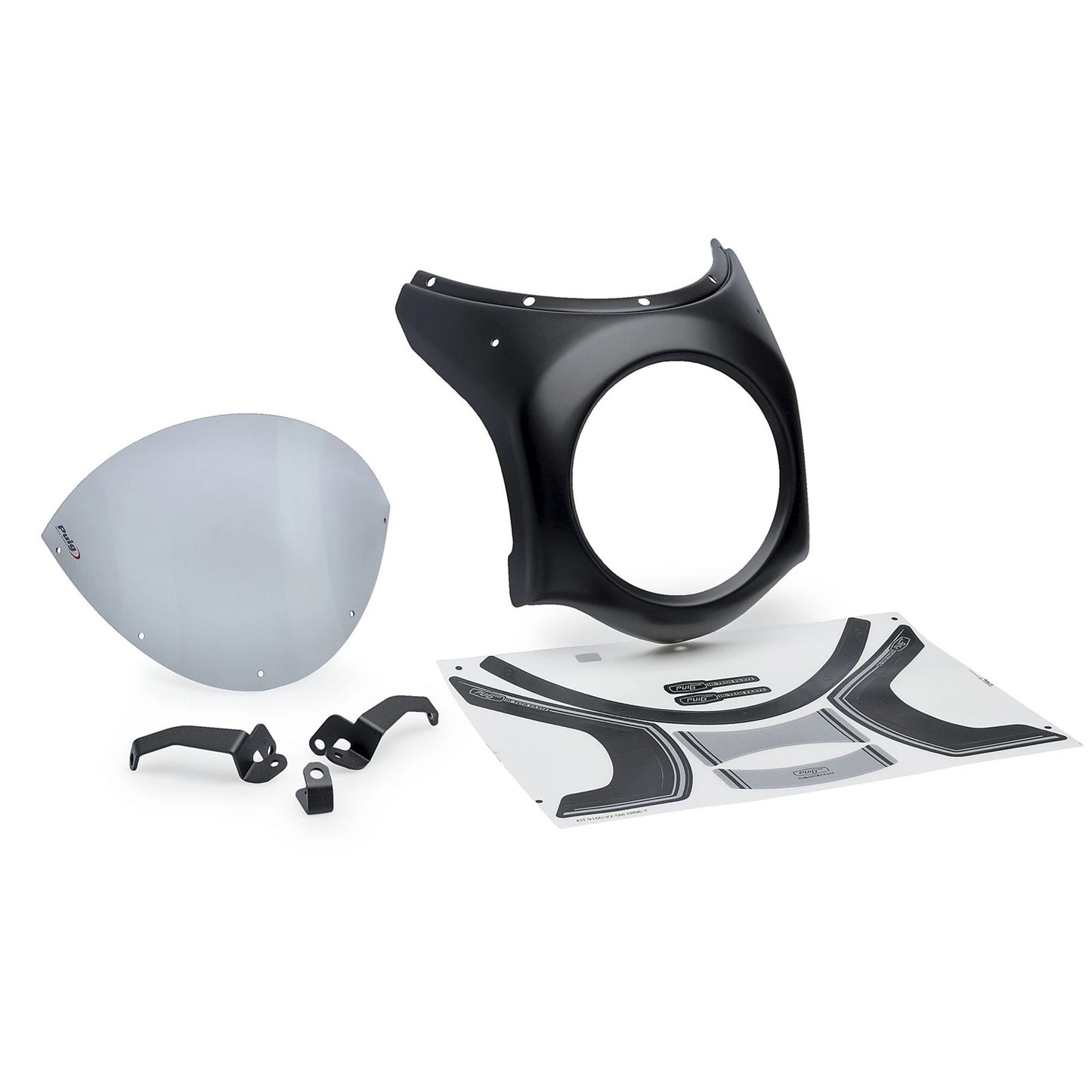 Puig Retro Half Fairing fits Honda CB650R - Black Carbon - Smoke [MPN: 21962H]_2571372