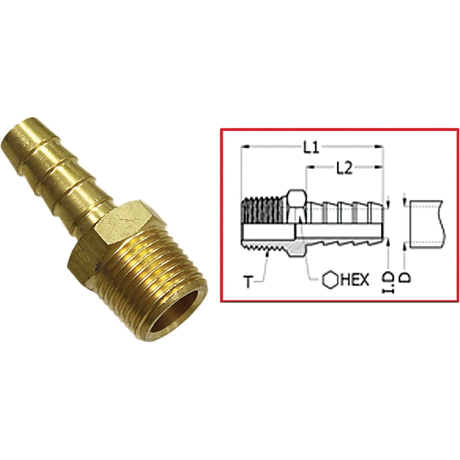 SPI Sports Parts Inc 1/4 Pipe To 1/4 Hose Barb Fitt MR-07305-1_207550