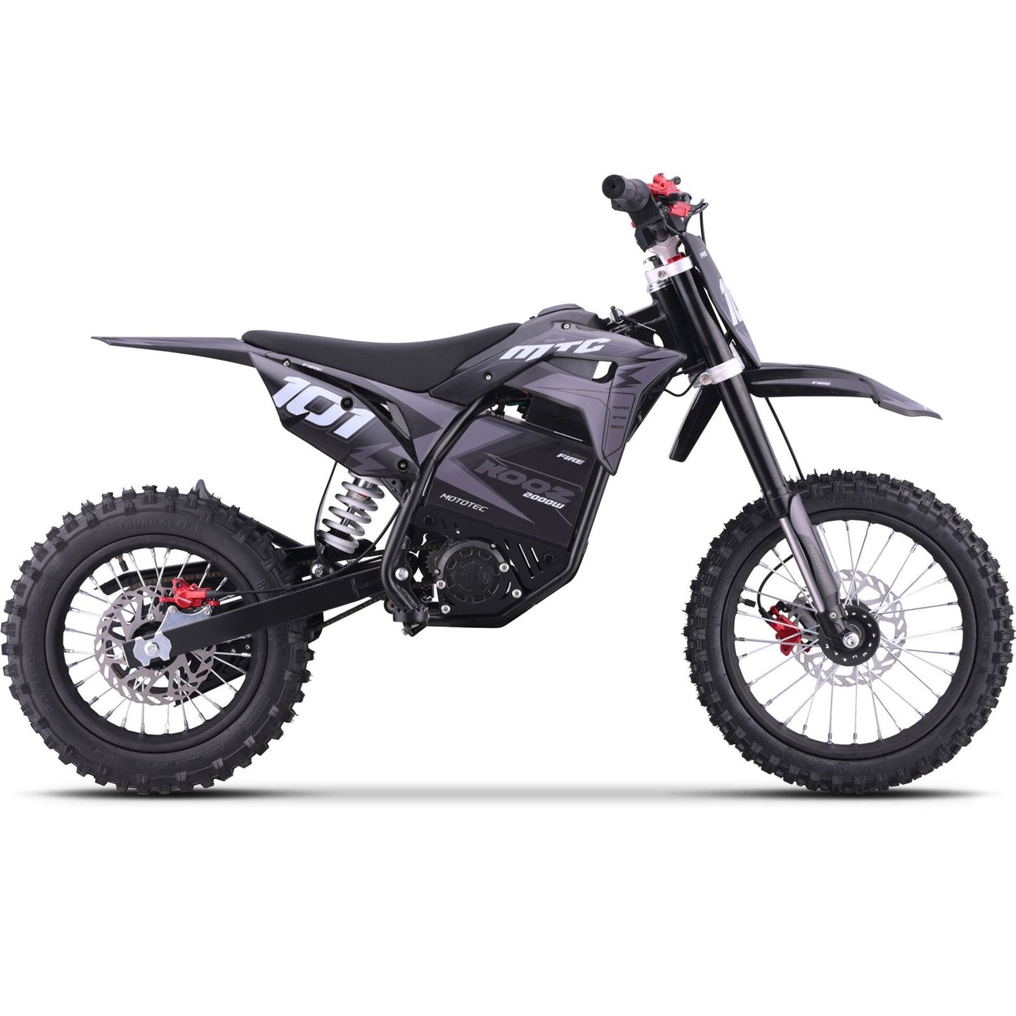 MotoTec USA 60v Pro Electric Dirt Bike 2000w Lithium - Grey MT-Dirt-Pro-2000-HP115E_Grey_1768491