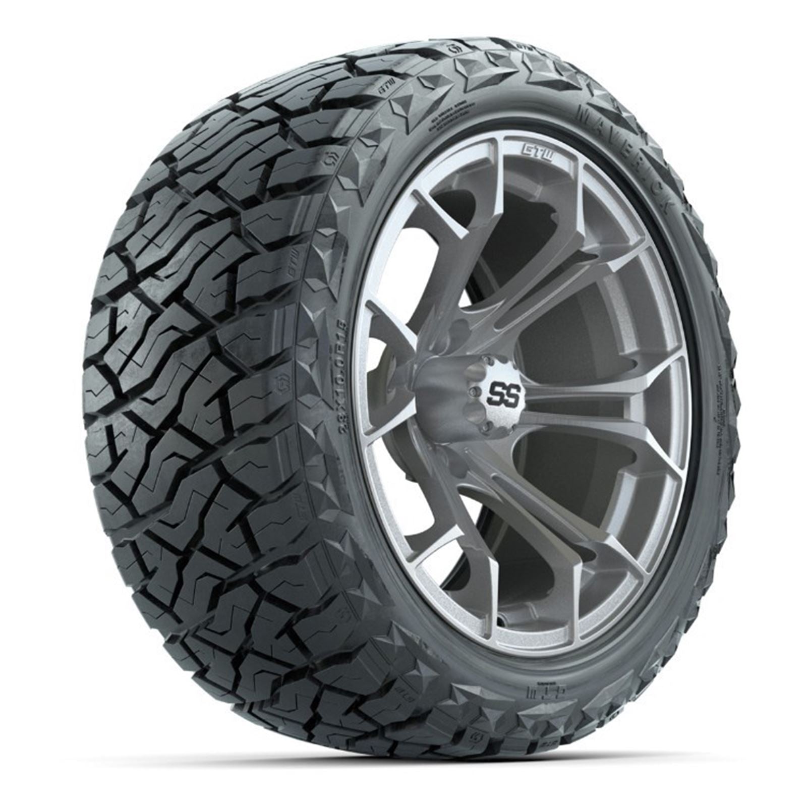 GTW Spyder Silver/Machined 15" Wheels - 23x10.00-R15 Maverick Tires - Set A19-1491_1771831