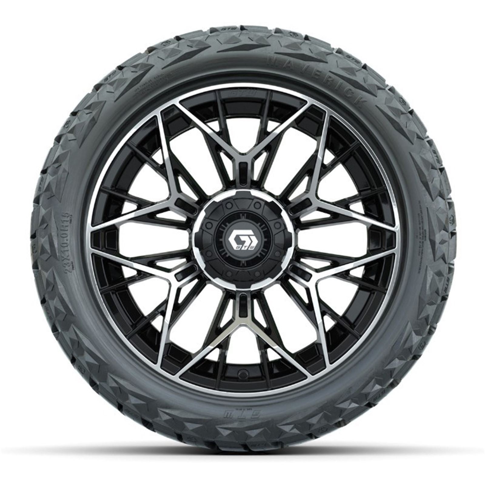 GTW Stellar Black/Machined 15" Wheels - 23x10.00-R15 Maverick Tires - Set A19-1489_1771837