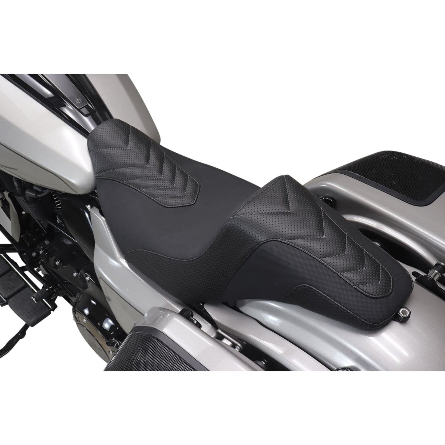 Mustang Motorcycle Products Kodlin Signature Series Squareback™ Seat - Black w/ Gunmetal Stitch [MPN: 76324GM]_1772650