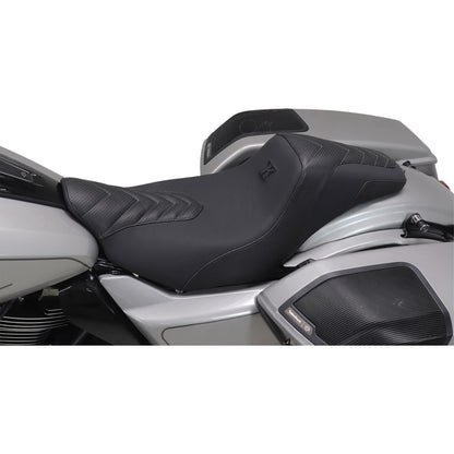 Mustang Motorcycle Products Kodlin Signature Series Squareback™ Seat - Black w/ Gunmetal Stitch [MPN: 76324GM]_1772652