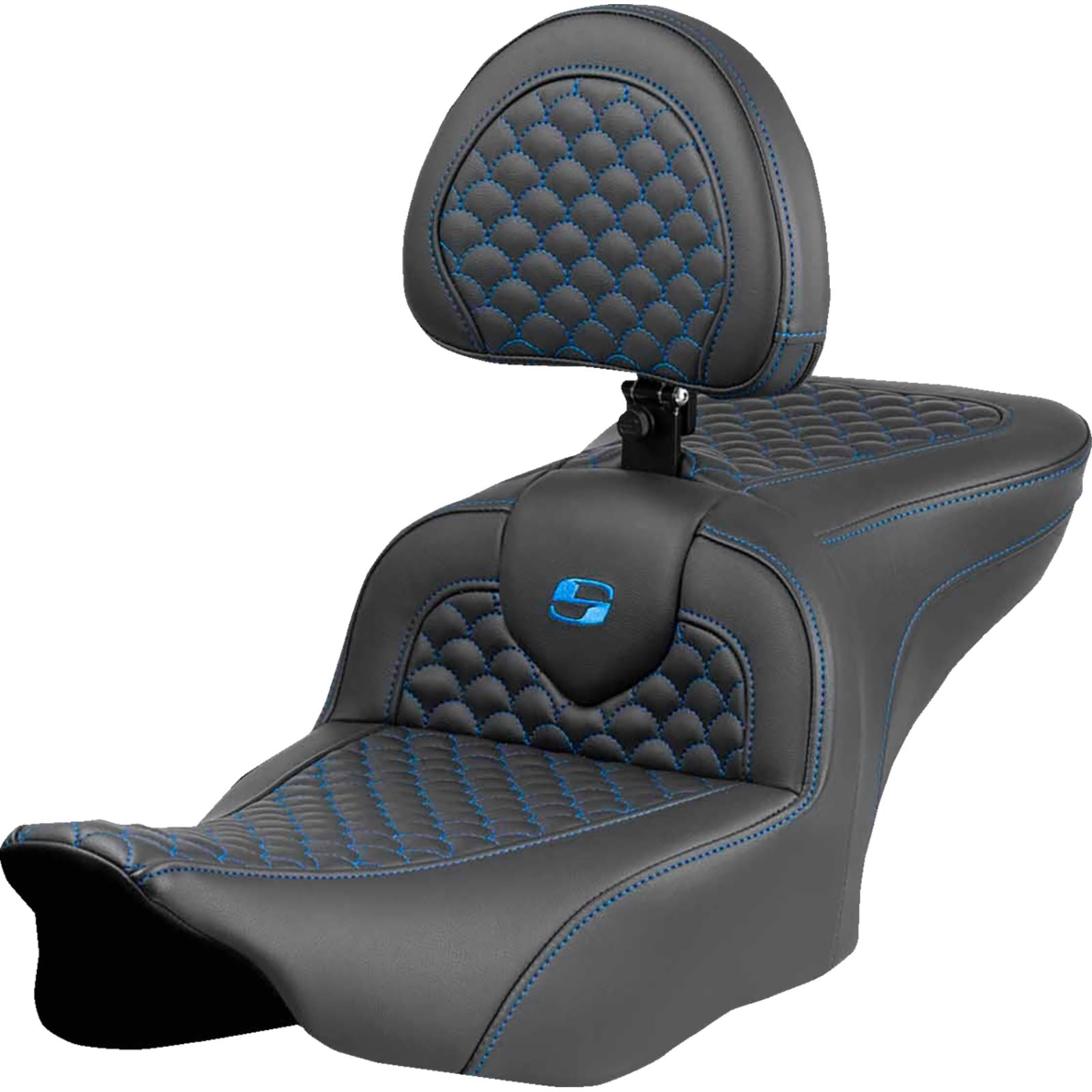 Saddlemen Roadsofa™ Seat - Dragon Scale Stitch - Blue Stitch [MPN: 823-07-208B1]_1772741