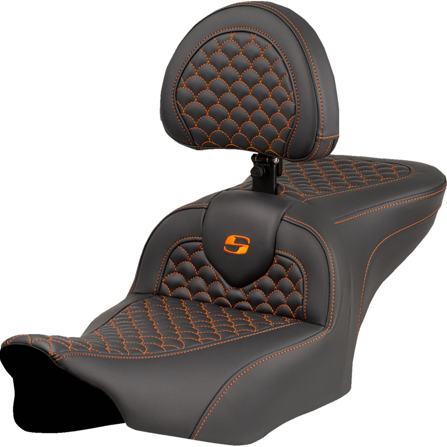 Saddlemen Roadsofa™ Seat - Dragon Scale Stitch - Orange Stitch [MPN: 823-07-208B3]_1772997