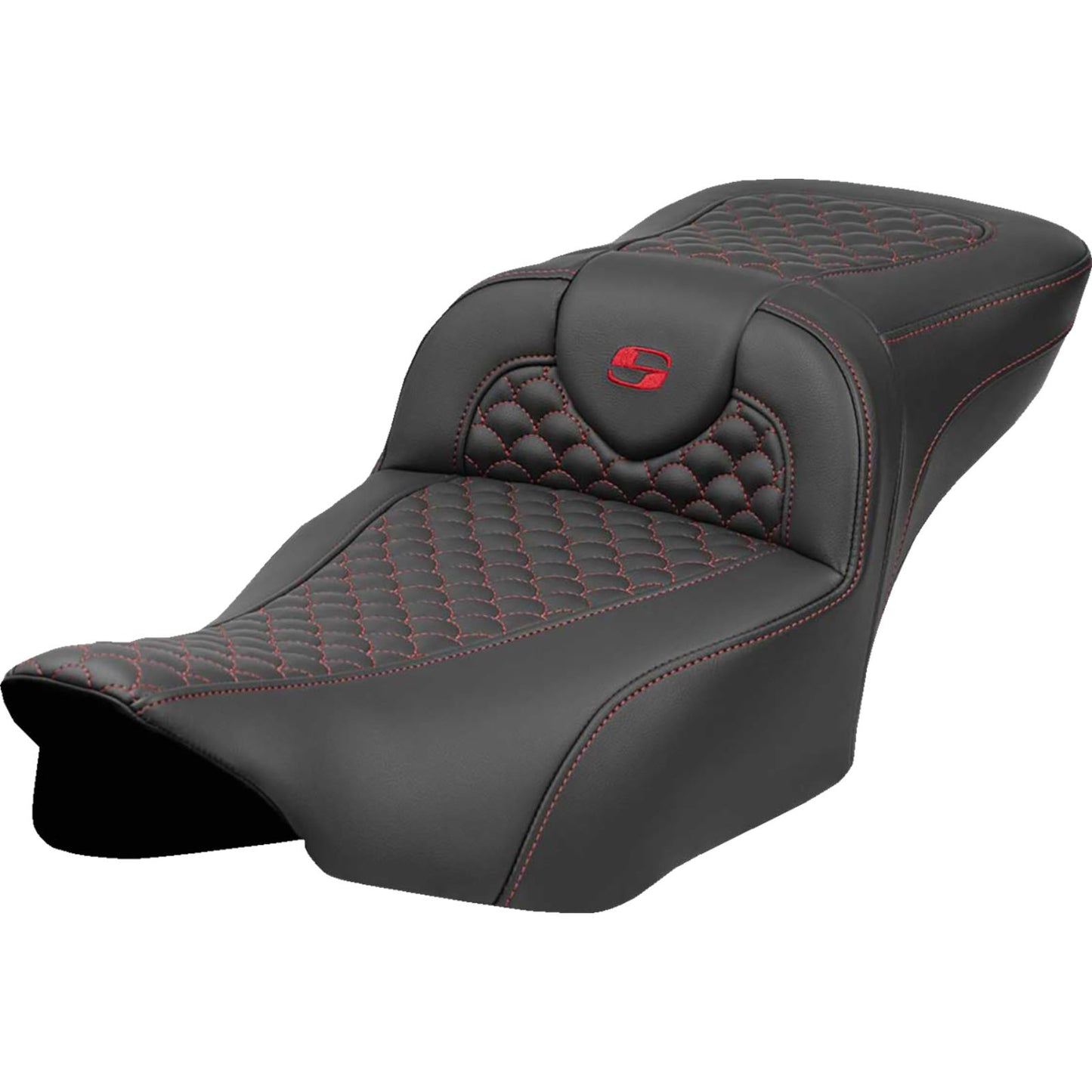 Saddlemen Roadsofa™ Extended Reach Seat - Dragon Scale Stitch - Red Stitch [MPN: 823-07-20904]_1773223