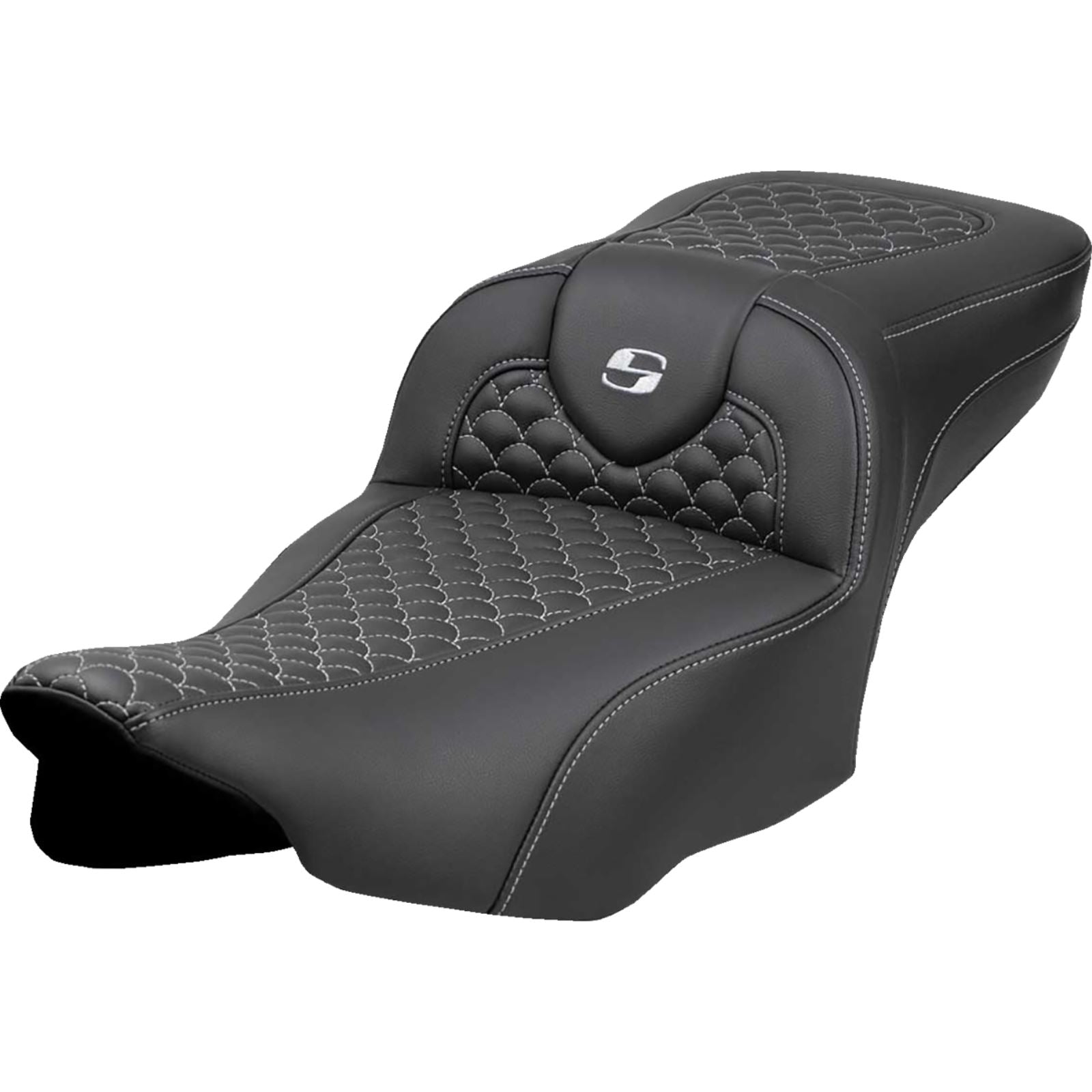 Saddlemen Roadsofa™ Extended Reach Seat - Dragon Scale Stitch - Silver Stitch [MPN: 823-07-20905]_1773323
