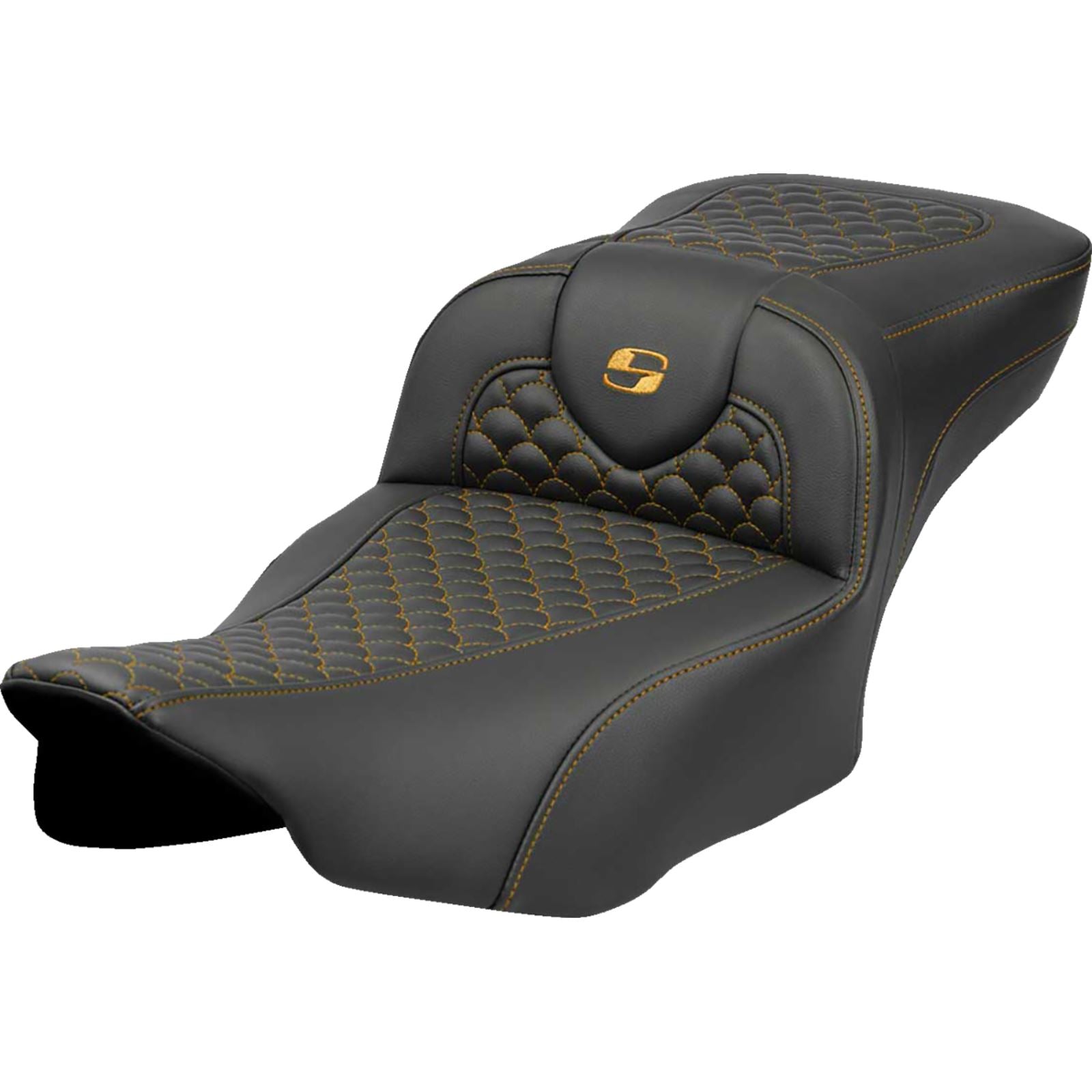Saddlemen Roadsofa™ Extended Reach Seat - Dragon Scale Stitch - Gold Stitch [MPN: 823-07-20907]_1772920