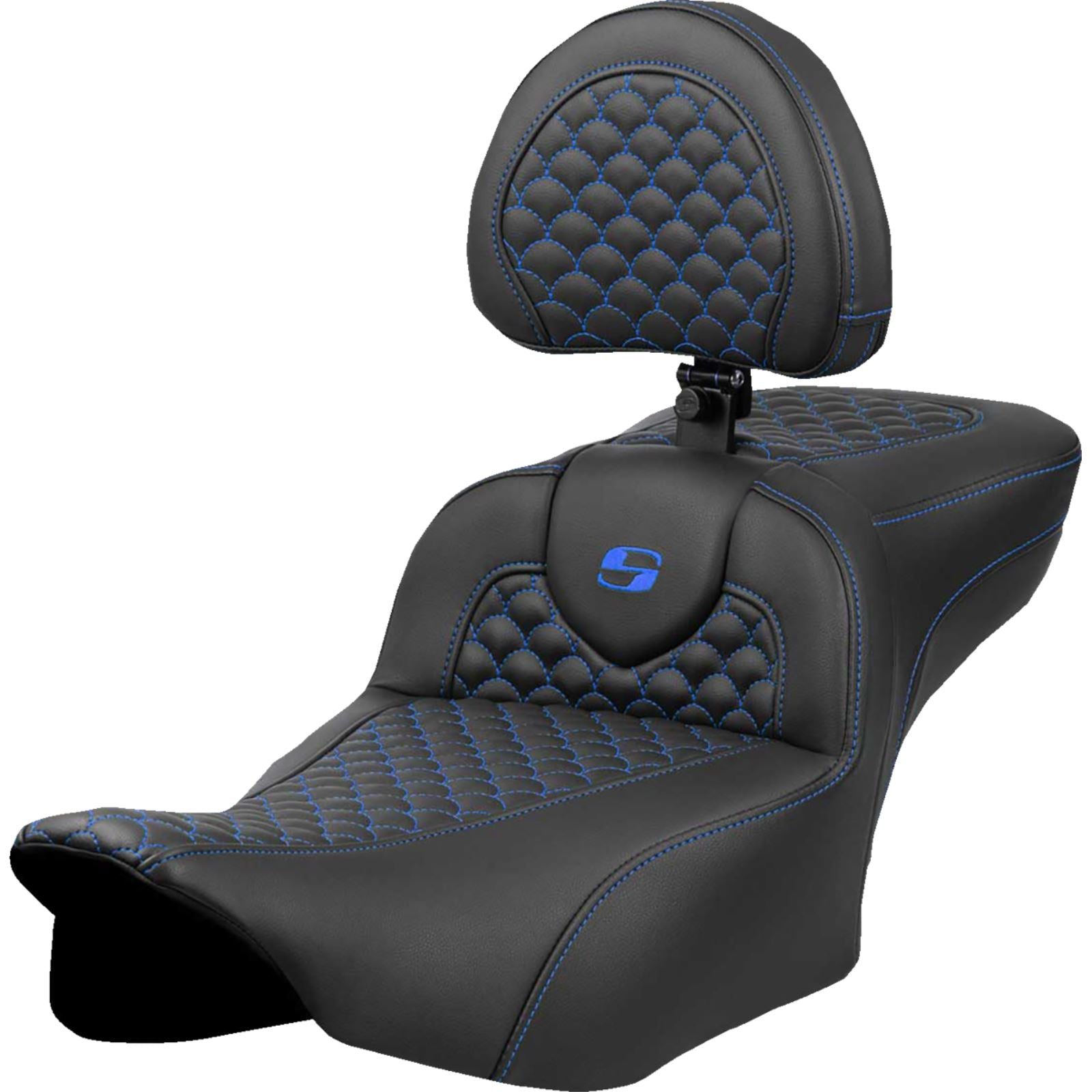 Saddlemen Roadsofa™ Extended Reach Seat - Dragon Scale Stitch - Blue Stitch [MPN: 823-07-209B1]_1772790